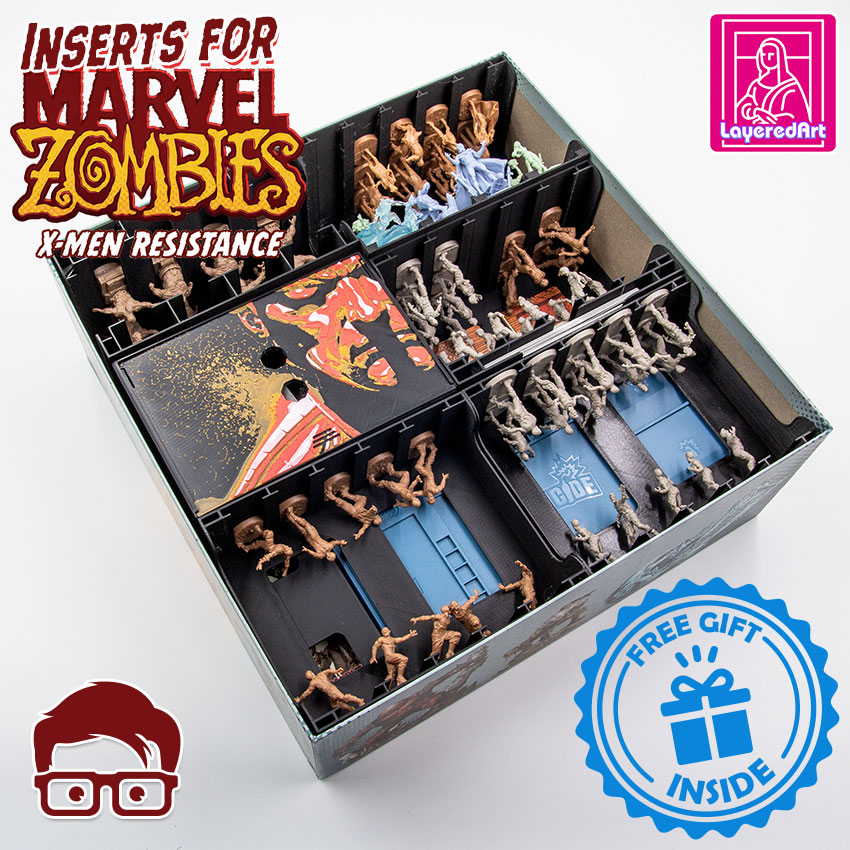 Zombicide Marvel X-Men resistance inserts / ORGANIZER PLUS 2 SPECIAL GIFT FOR YOU !! BY AM-MEDIA [MULTICOLOR WITH ANY 3D PRINTER]