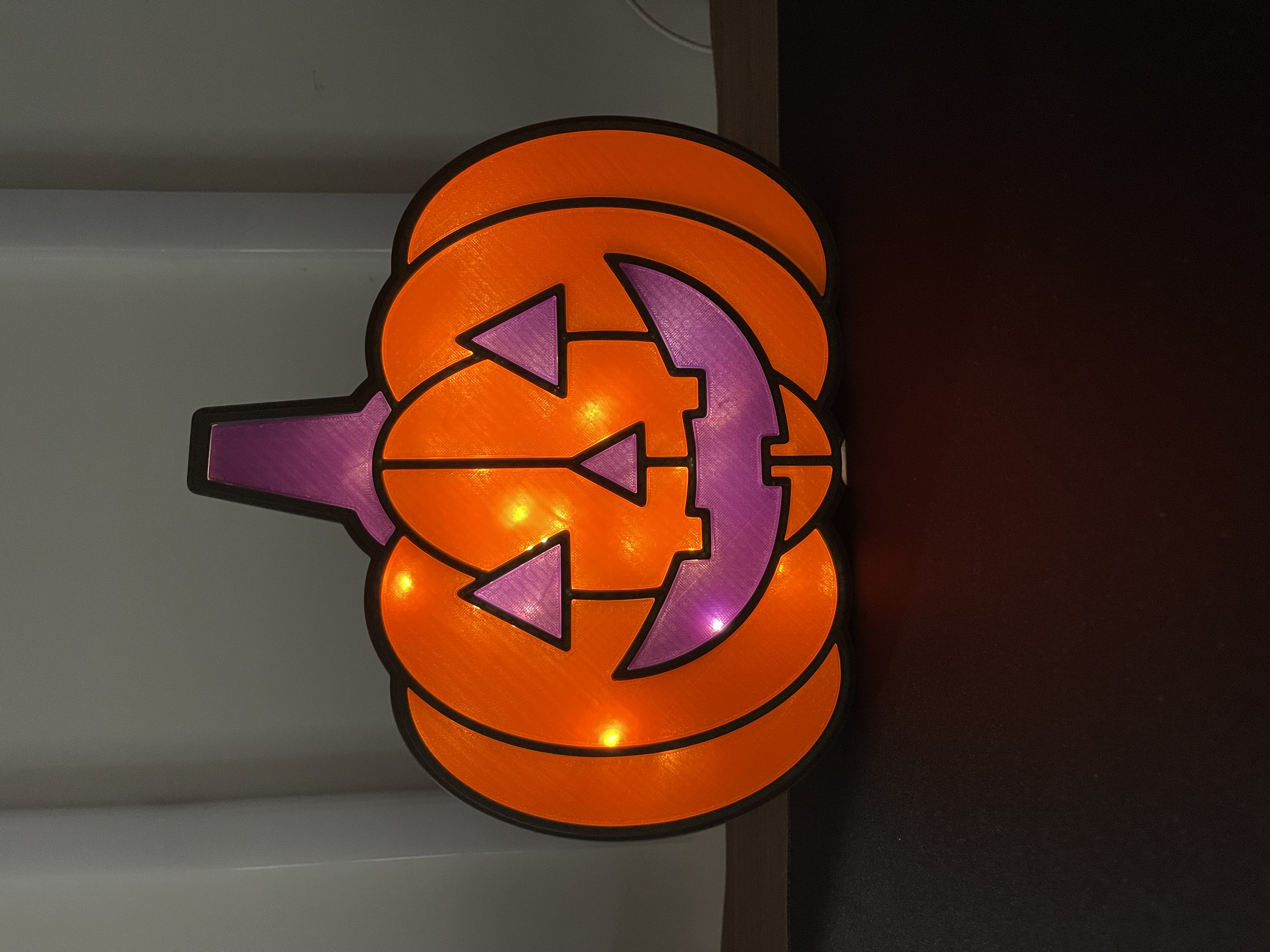 Jack-O-Lantern Lantern / Suncatcher – Snap-Fit Light-Up Halloween Decor