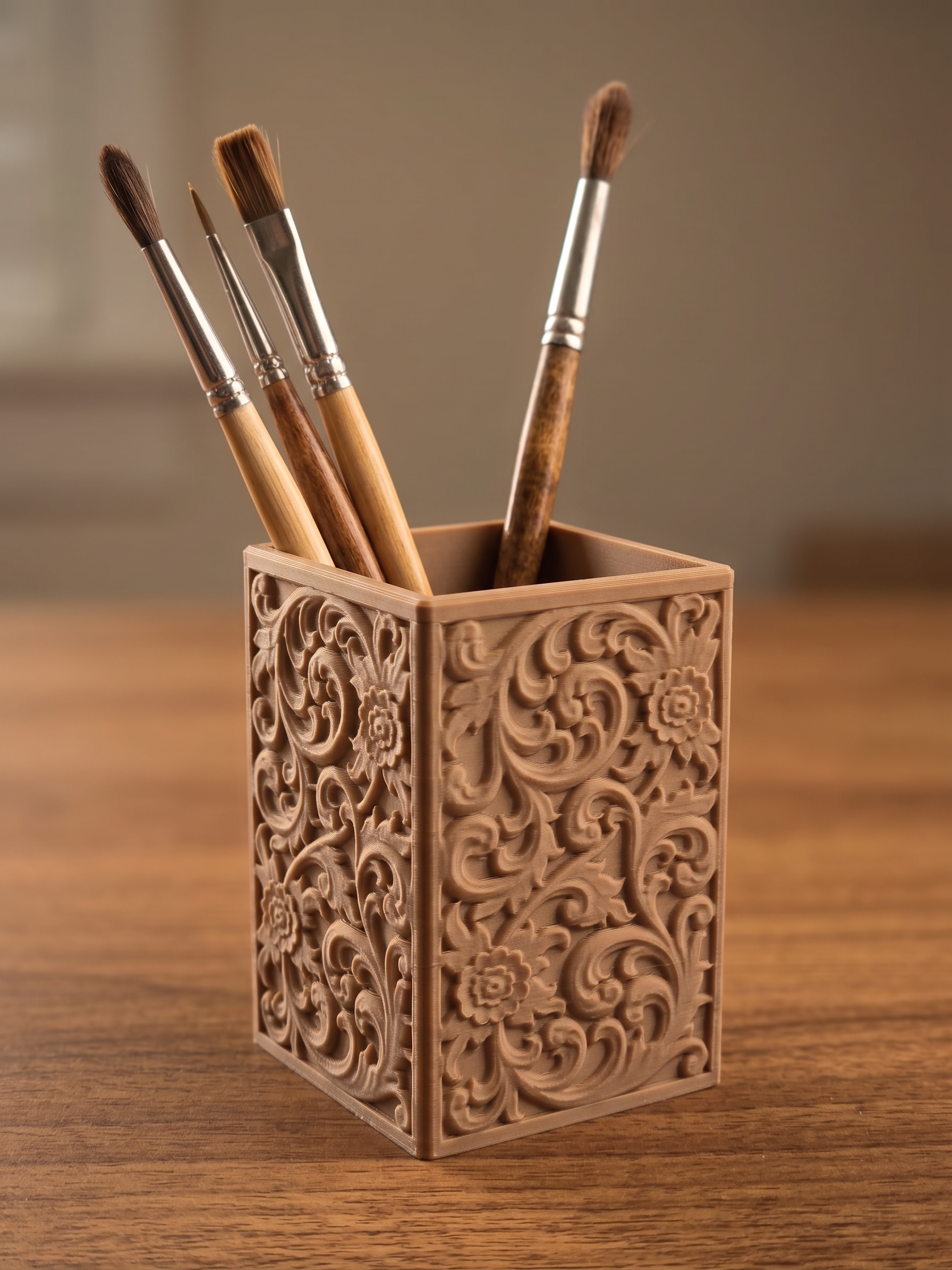 Woodcarved Flower Ornament Organizer