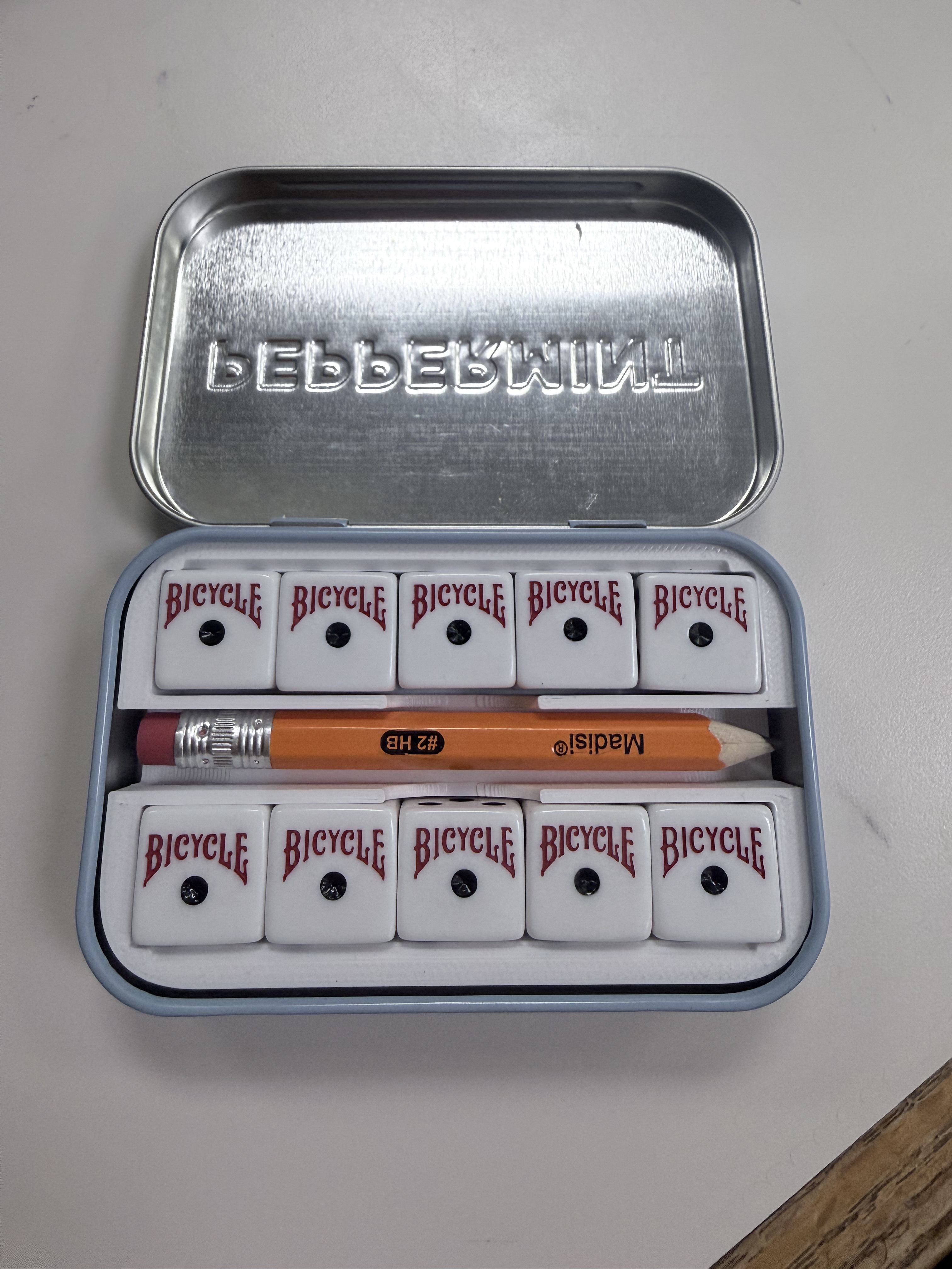 Mint Tin Dice and Pencil Holder