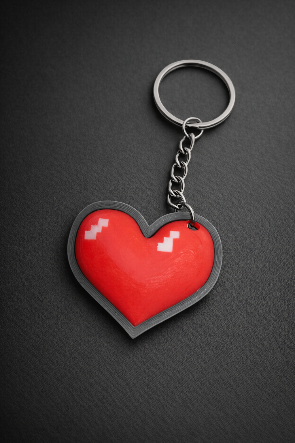 Pixel Heart Keychain – 3D Printed Love Charm