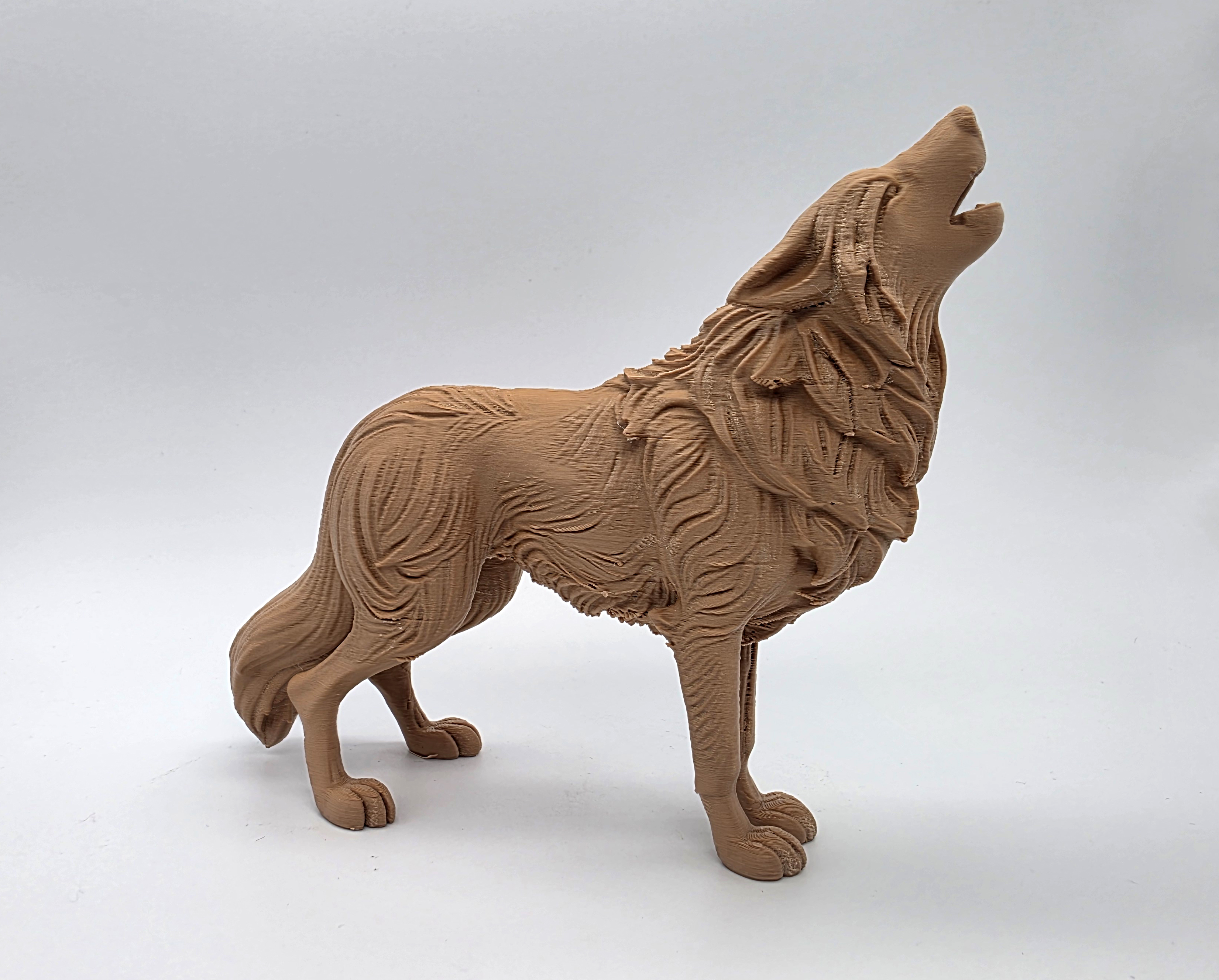 Standing Howling Wolf Statue