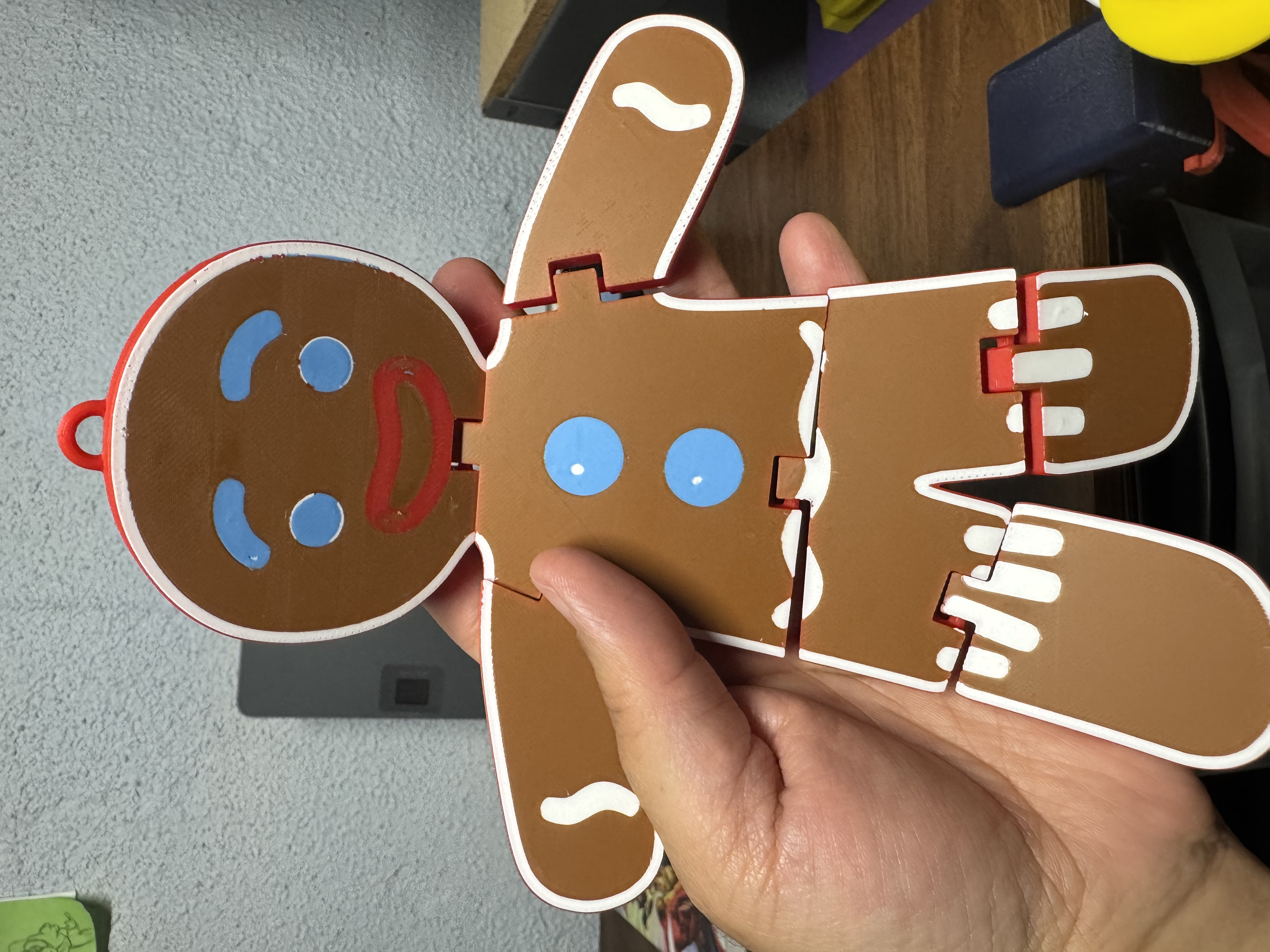 Gingerbread man articulated figure for Christmas tree decor