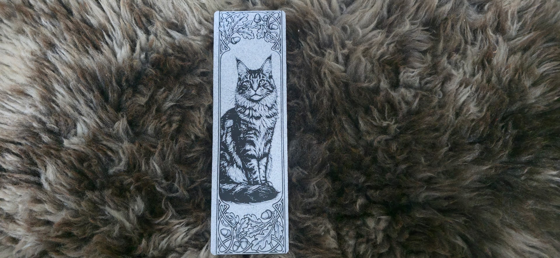 Majestic Maine Coon Cat and Oak Bookmark