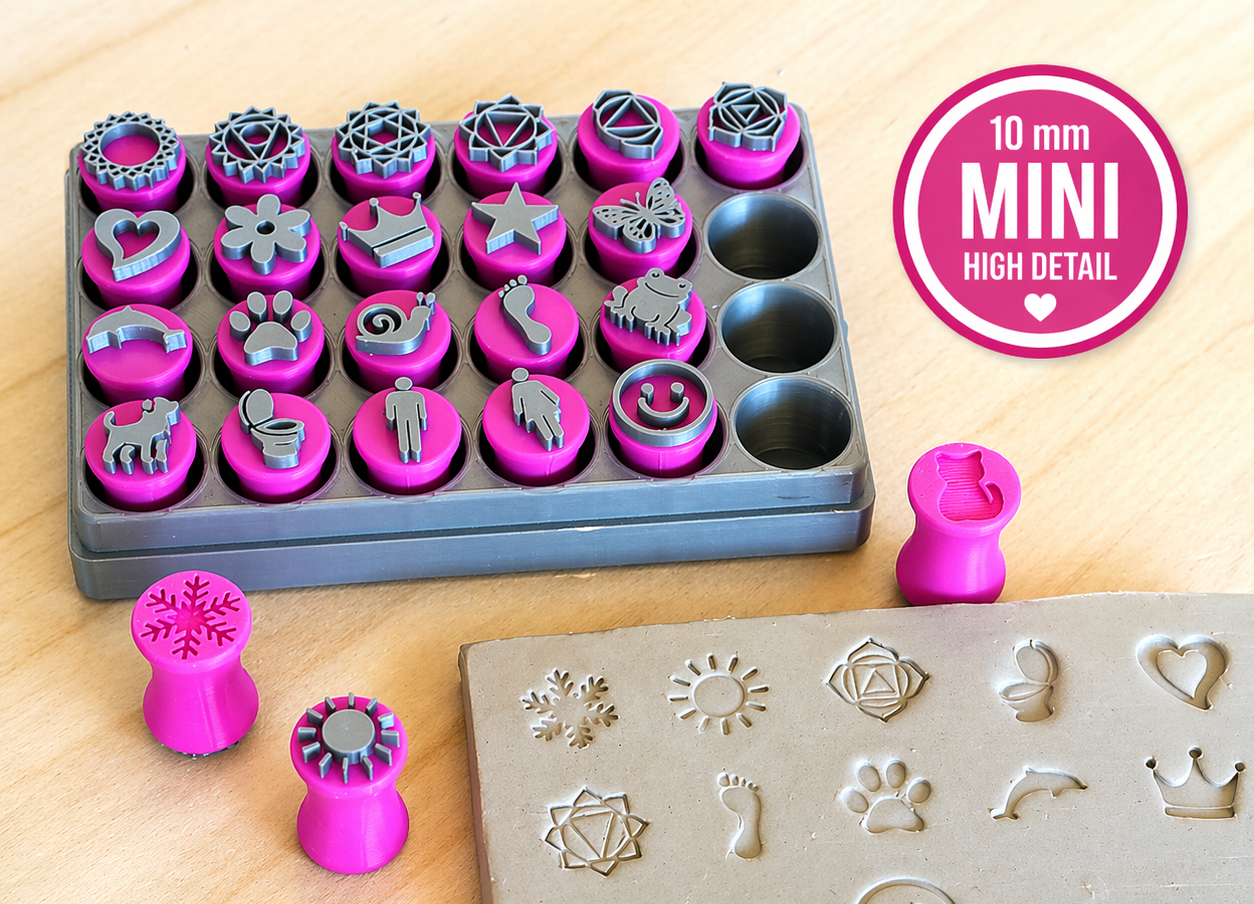 Mini Clay Stamp Set – 10 mm | High Detail | 0.2 Nozzle Required