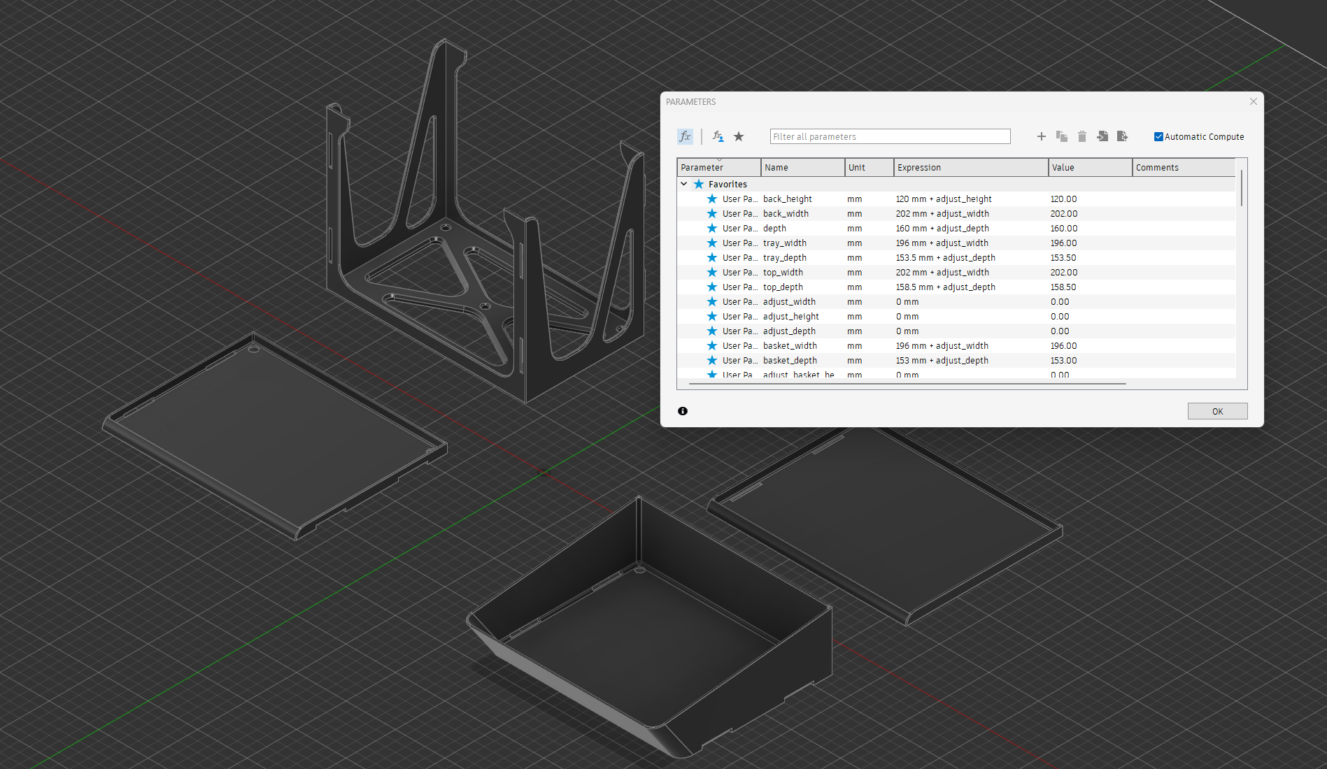 Parametric Stackable Shelf Organizer 3D model thumbnail
