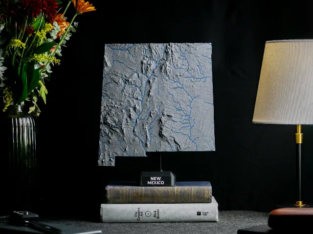 New Mexico, USA (NM) Topographic Map with Rivers