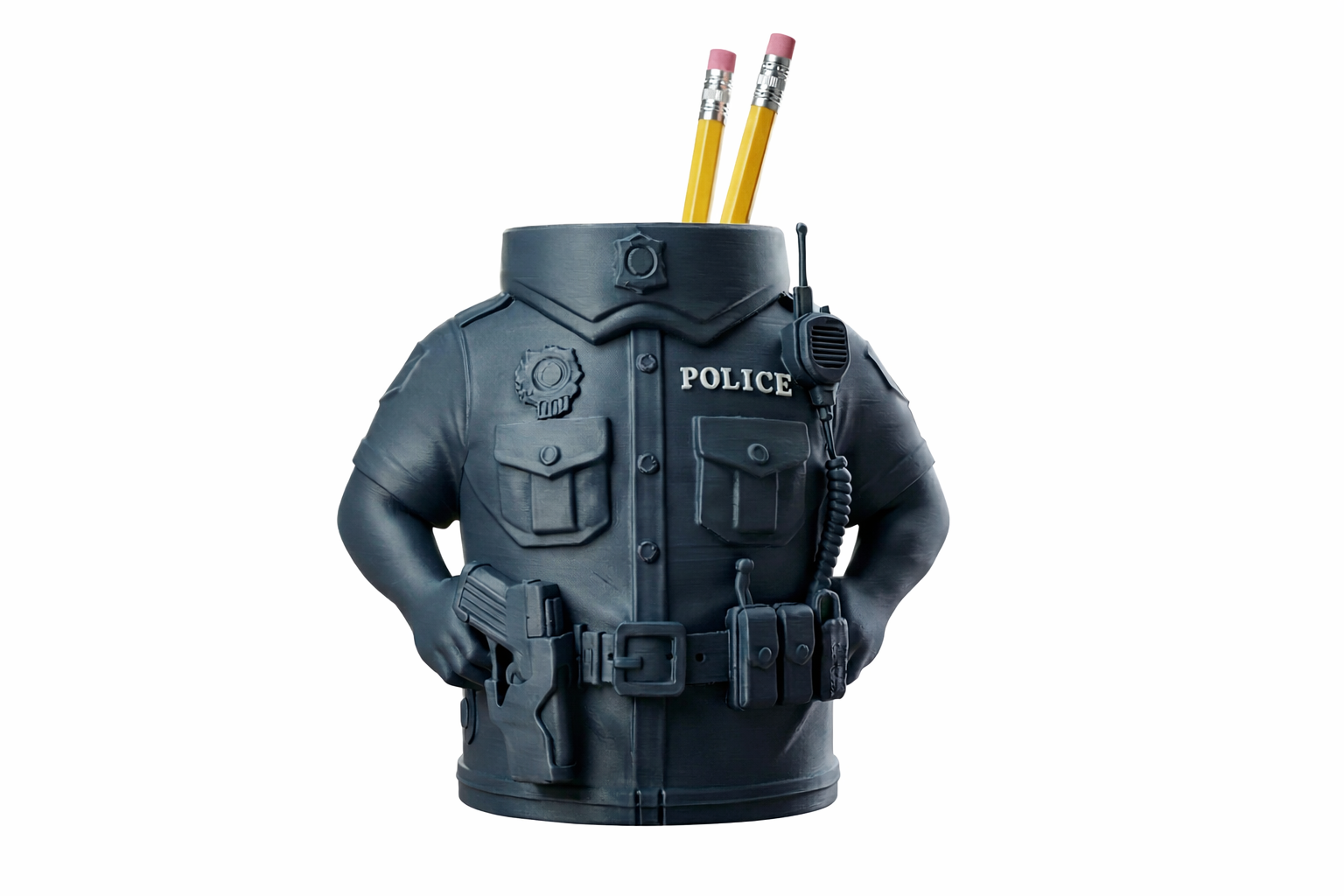 Police Officer Uniform Pen Holder - Detailed Bust (Easy Print)