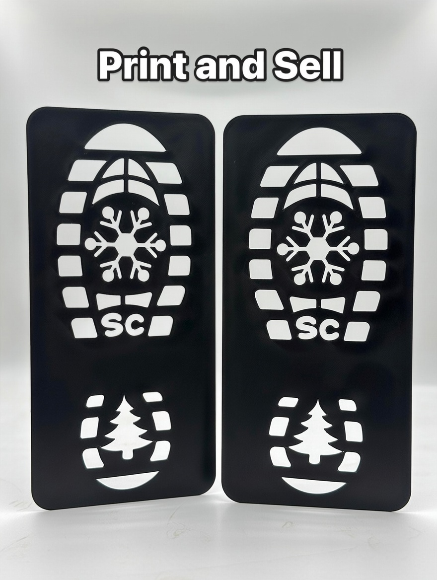 Santa Was Here Snowflake Footprint Stencil Christmas