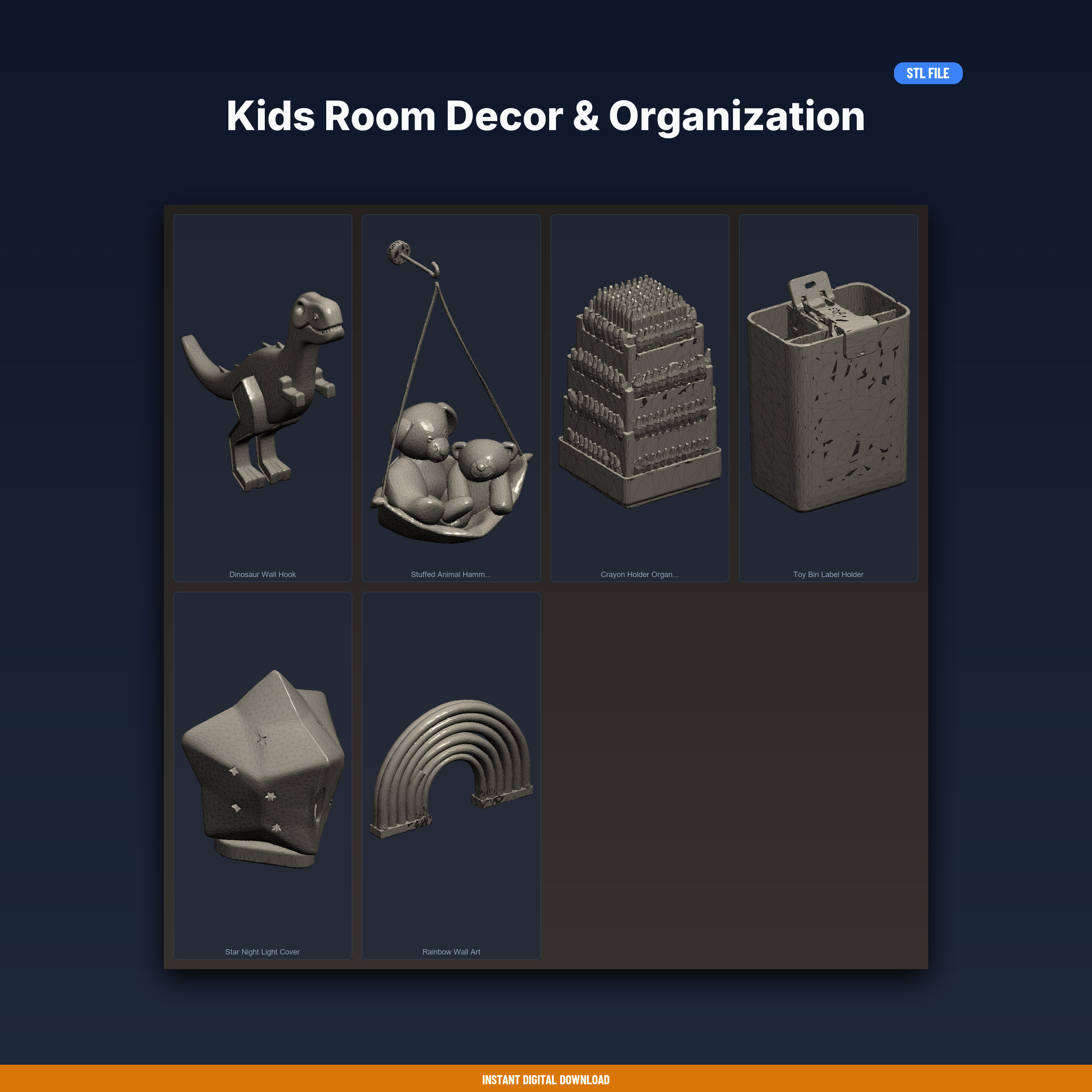 Kids Room Decor & Organization - 6-Model STL Bundle