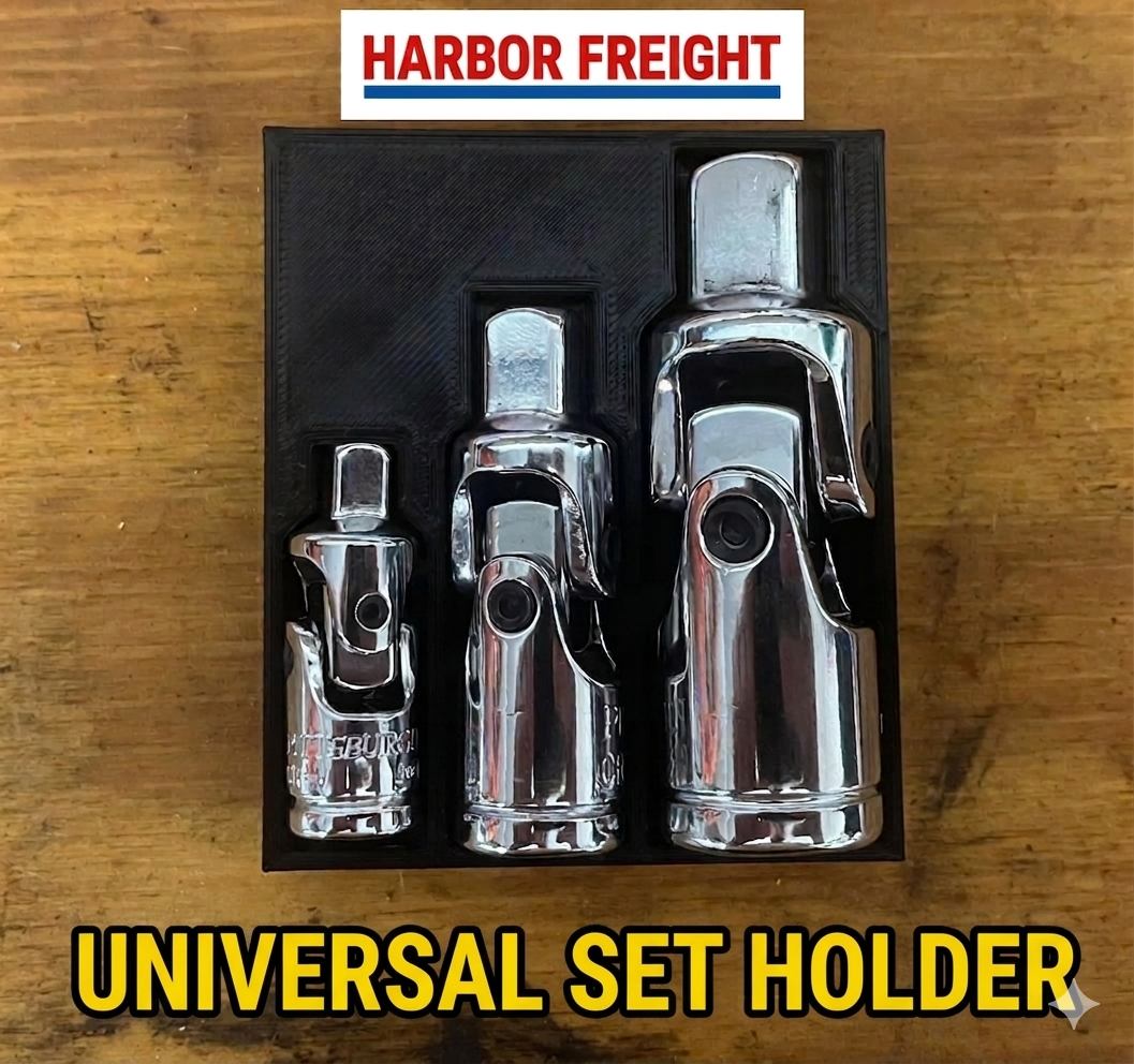 Holder for Harbor Freight PITTSBURGH Universal Joint Socket Adapter 3-Piece Set