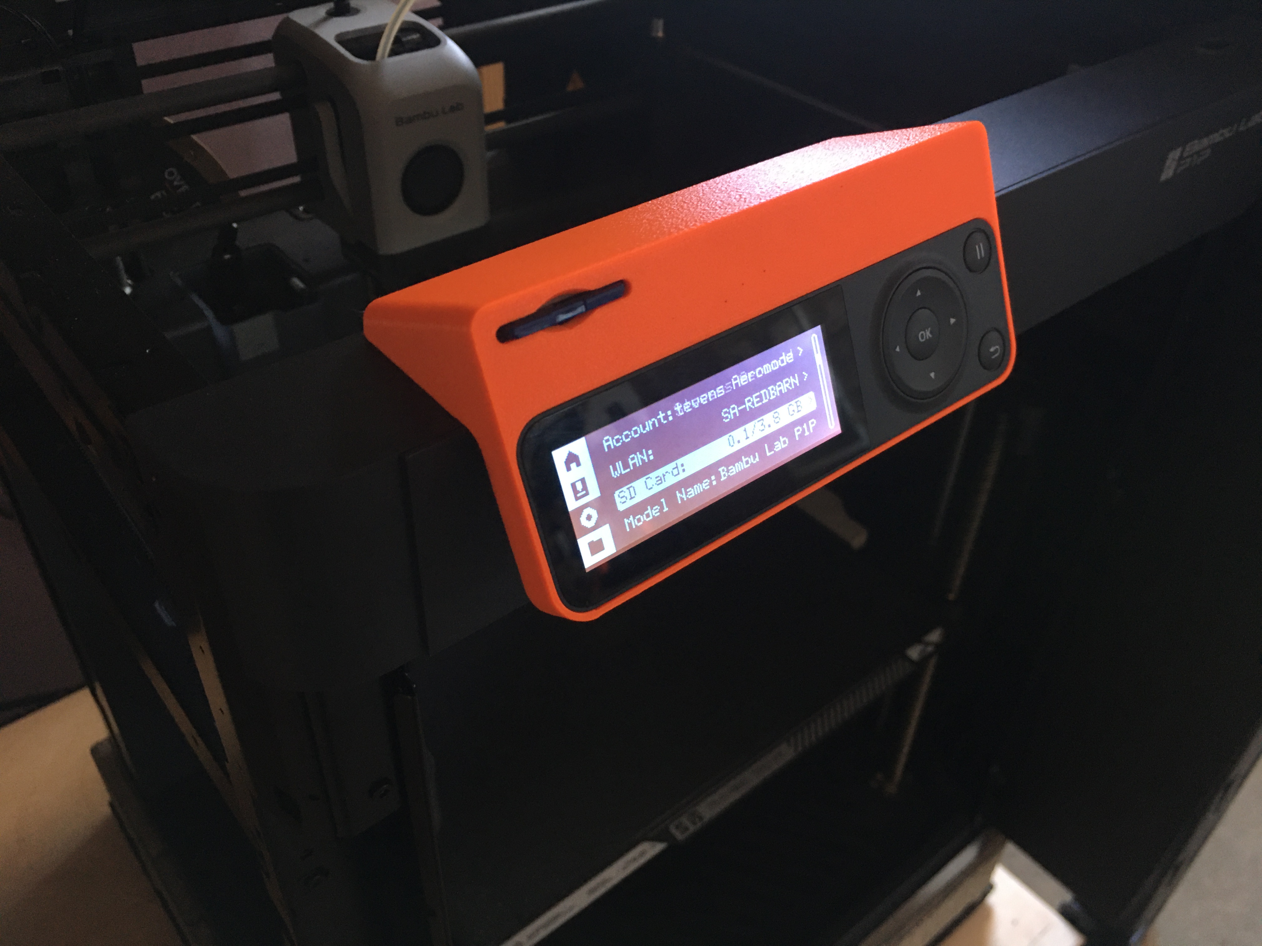 Bambu Lab P1P SD Card Display Bezel (holds microSD to SD card