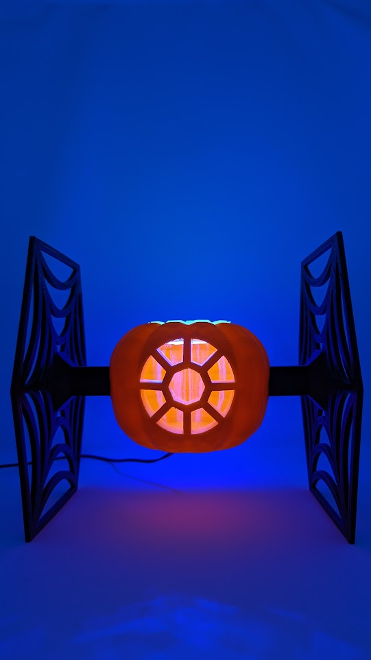 Pumpkin PIE Fighter (Halloween Themed Star Wars TIE Fighter) With LED Channel * Scaled 150% 3D model thumbnail