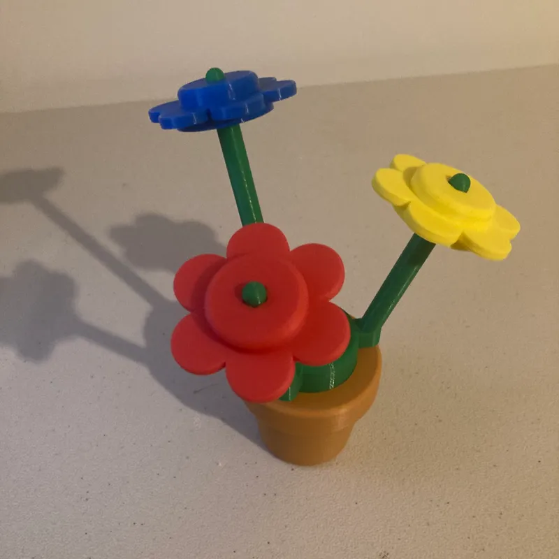 STL file lego flower pot/bucket with handle 💐・3D printable model