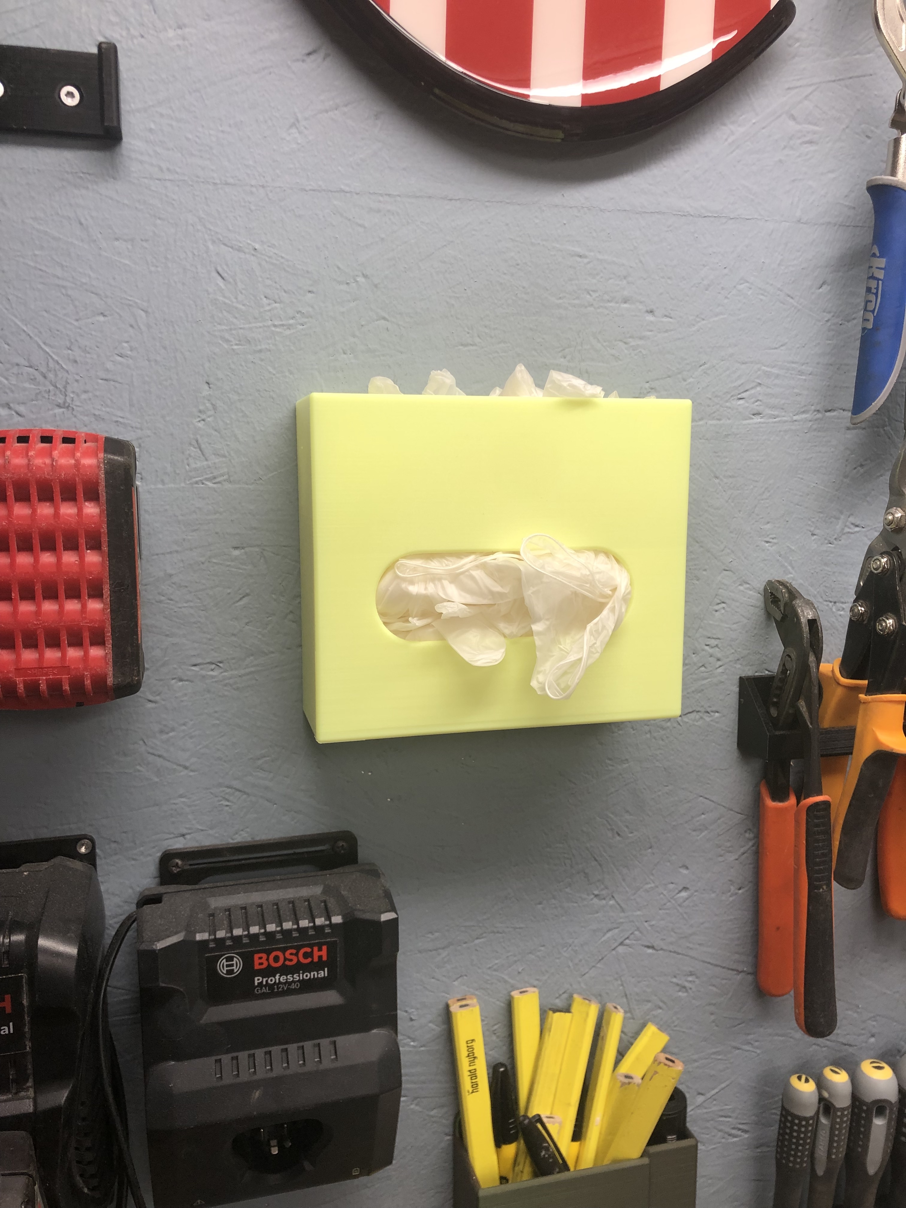 Wall holder for disposable rubber gloves