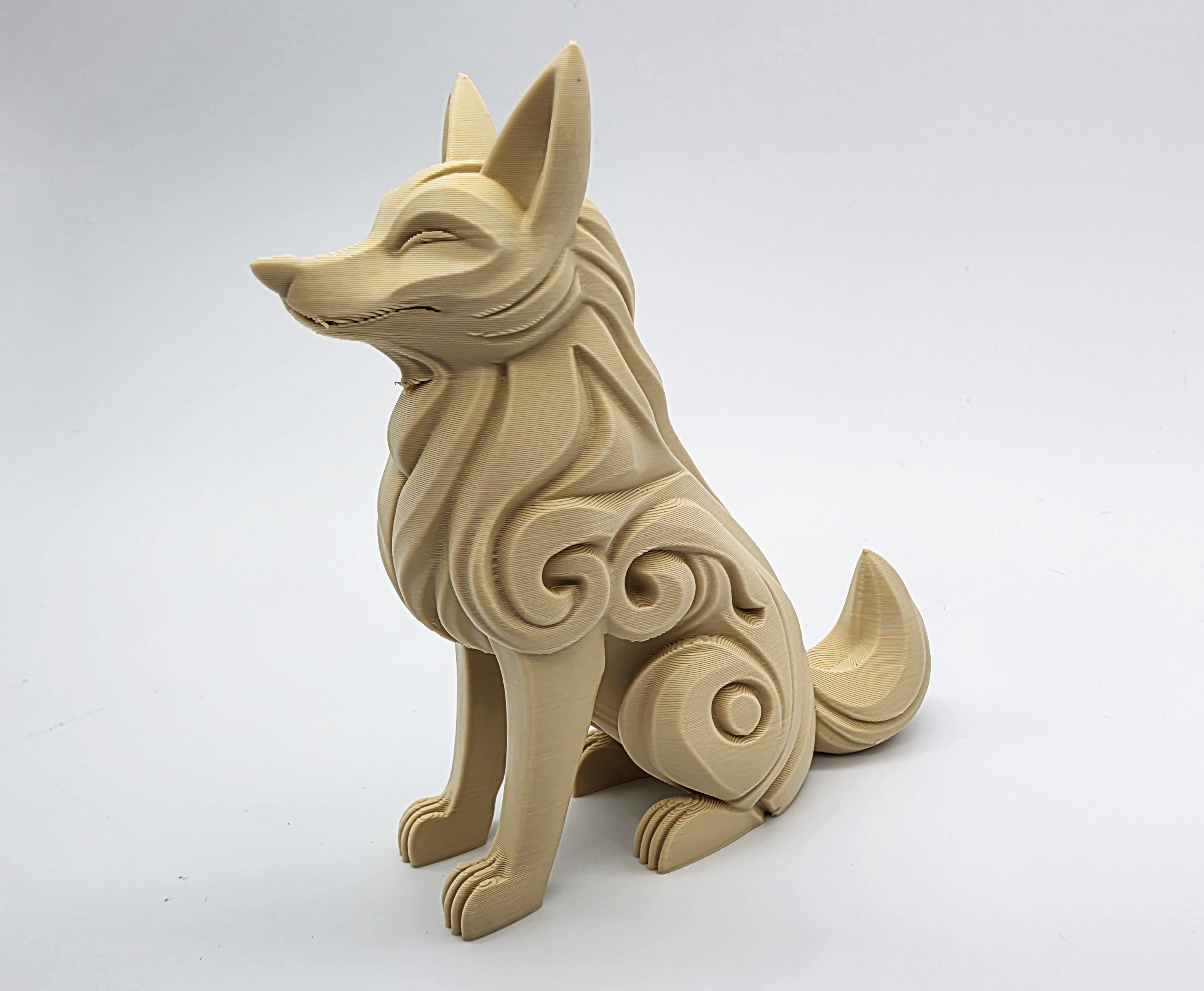 Wood Carved Proud Wolf