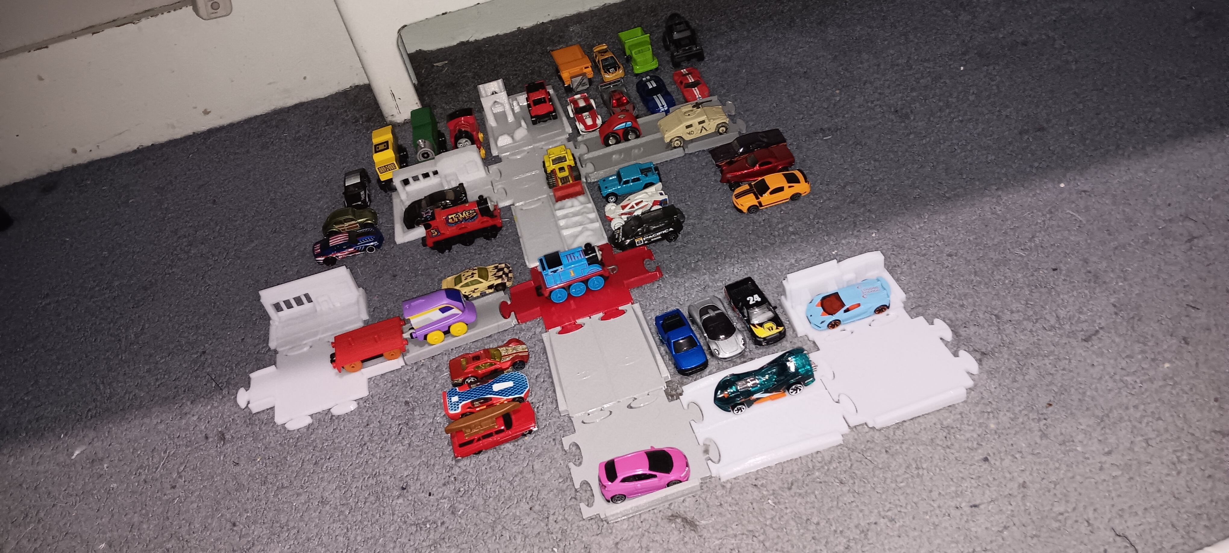 City Road Playset Track Pack for Toy Cars, Trains, and Monster Trucks