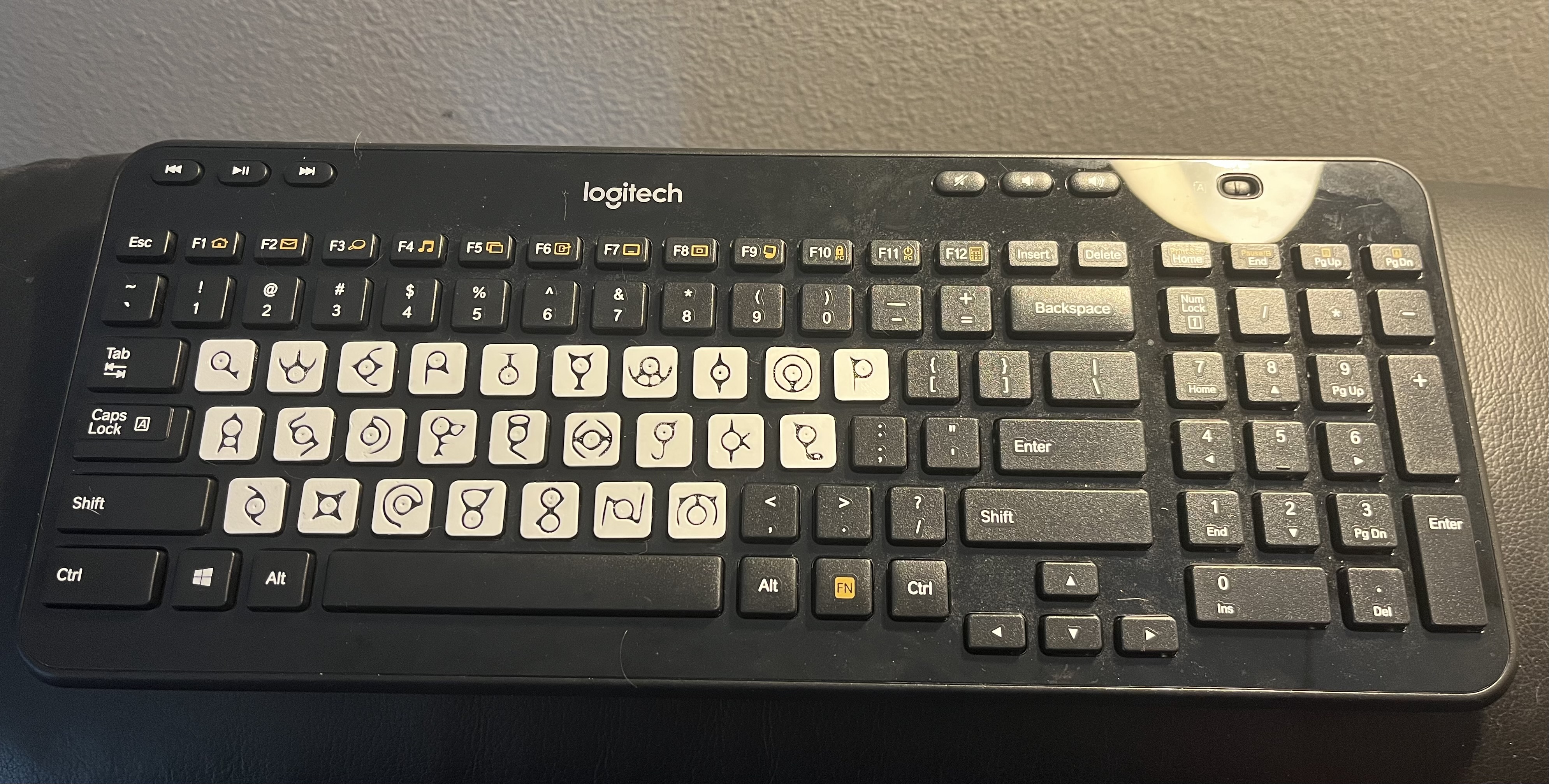 Blank key and Pokemon Unown keys for Logitech K360 keyboard