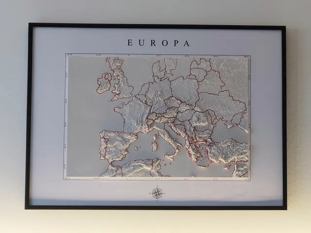 3D Relief Europe Topology  Map