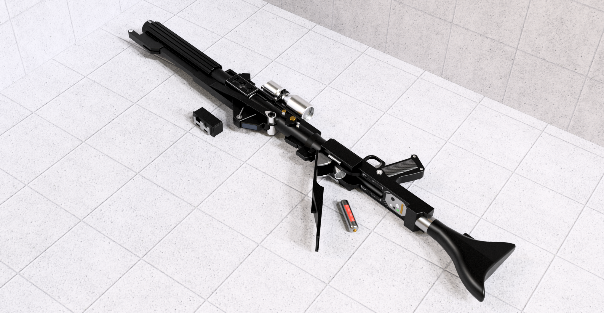 Open reload and barebones versions Star Wars DC15 A rifle with enhanced detail for 1:12 , 1:6 and 1:1 figures and cosplay