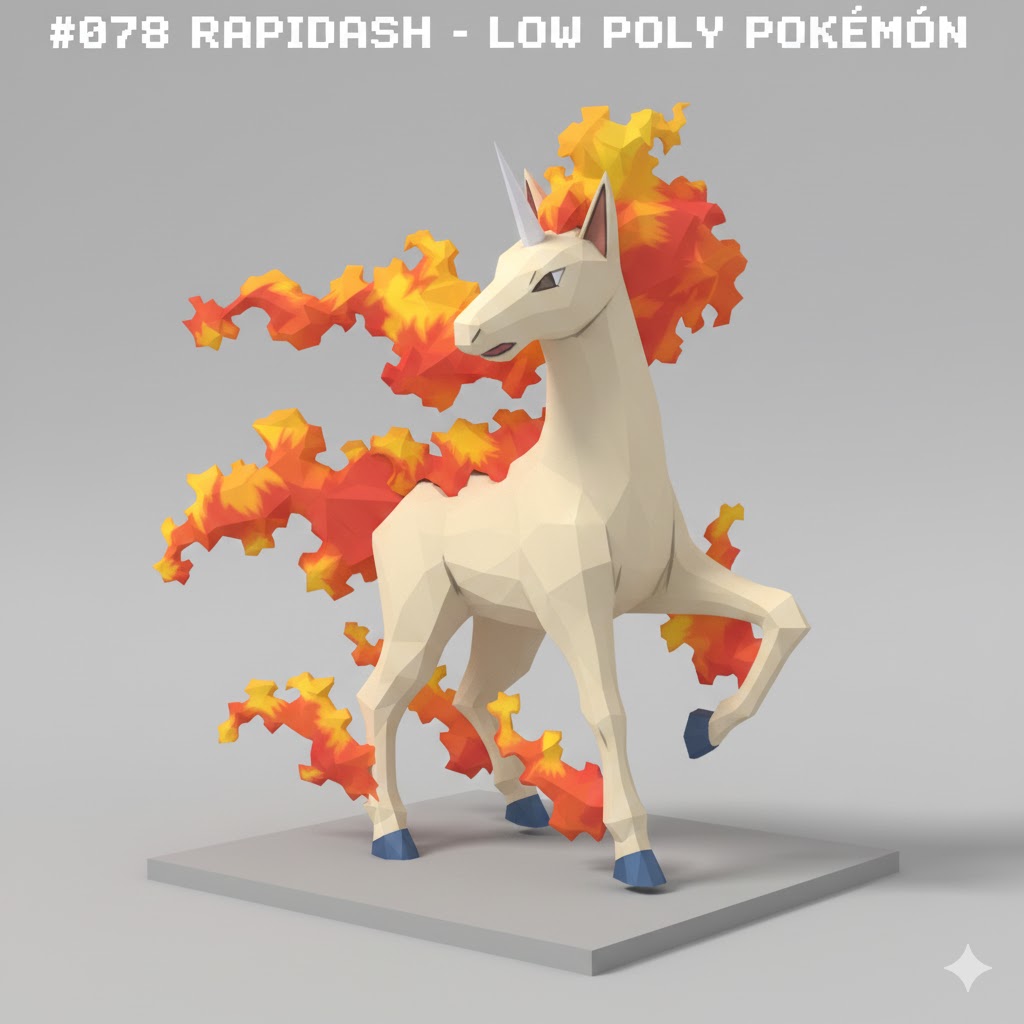 #078 Rapidash – Low Poly Pokémon
