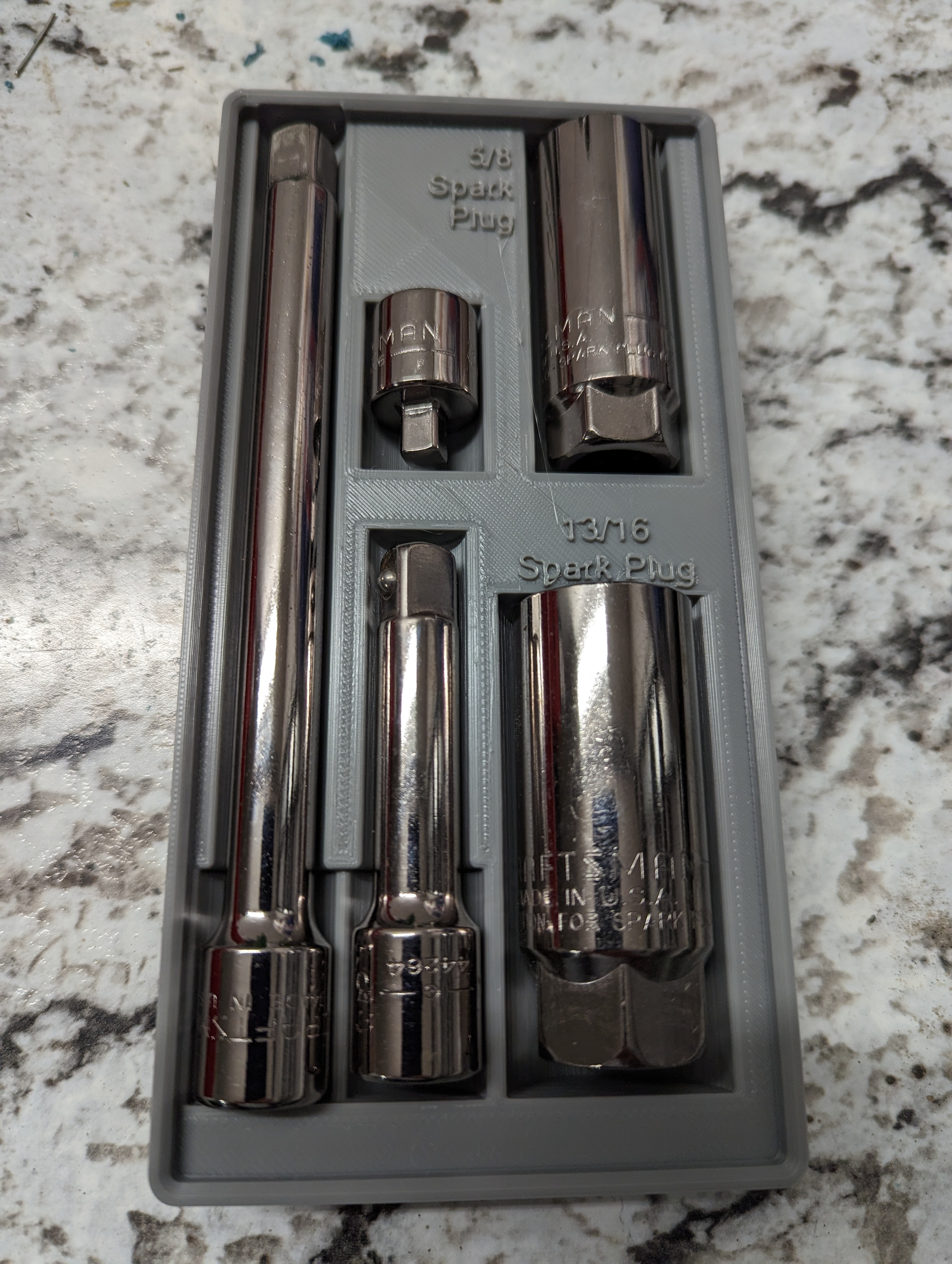 Gridfinity - Craftsman 3/8 inch drive socket extensions and spark plug sockets