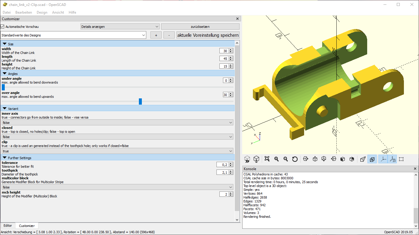Miniatura 9 do modelo 3D Fully Parametric Drag Chain