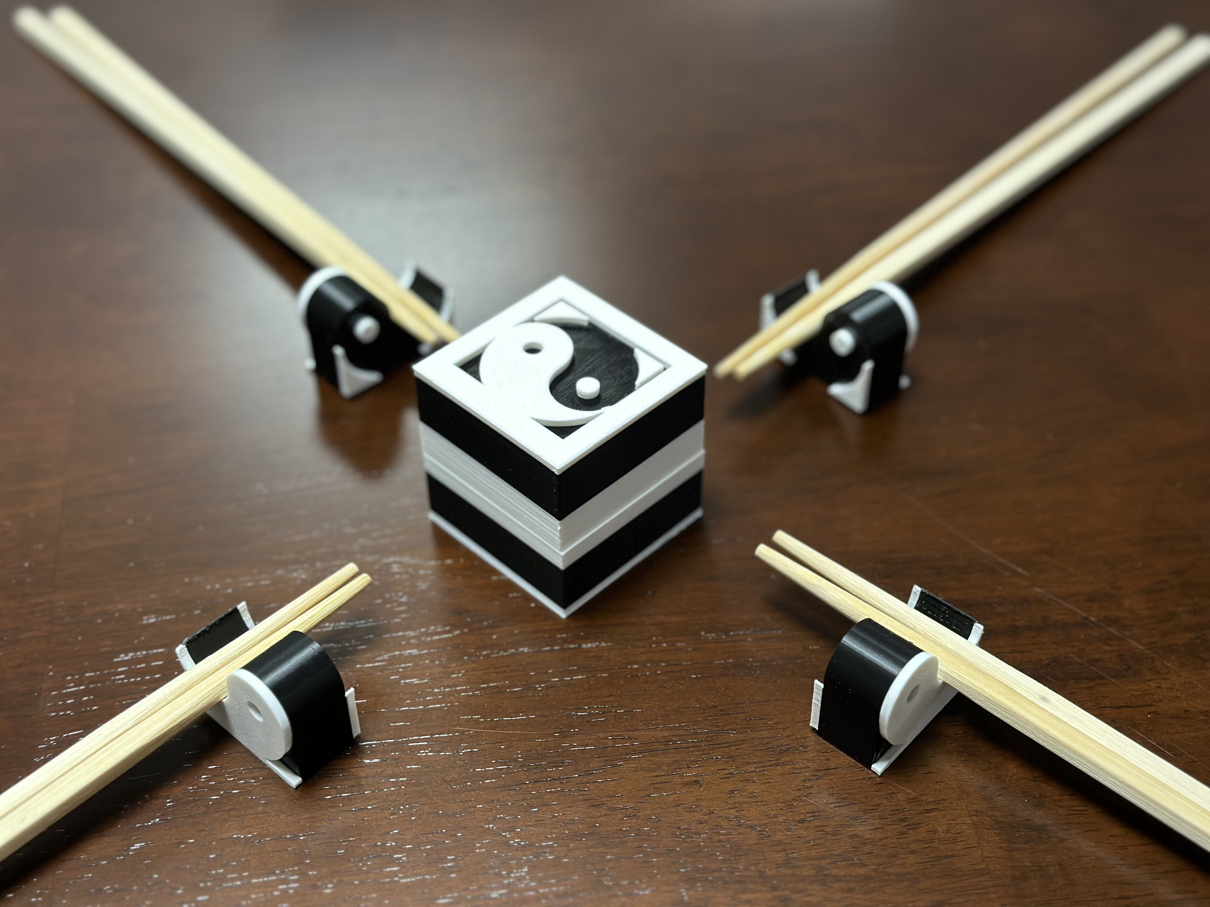 Set of 4 Yin Yang chopstick holders with storage box by CoffeeGirl713