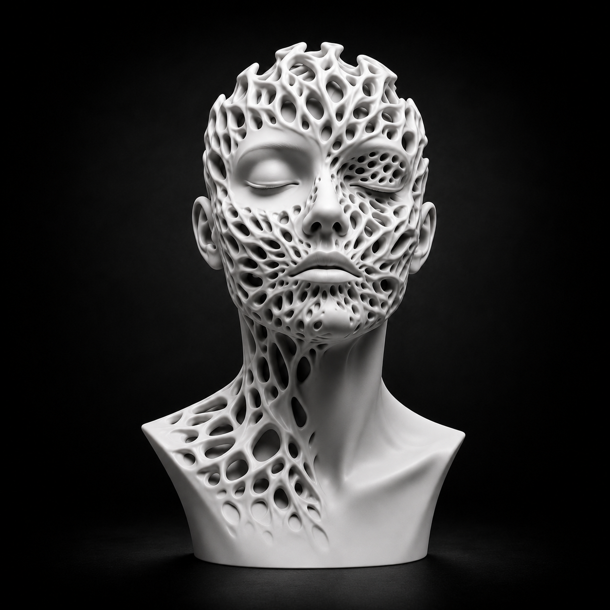 Voronoi Human Bust STL | Parametric Organic Sculpture | Abstract Modern Art