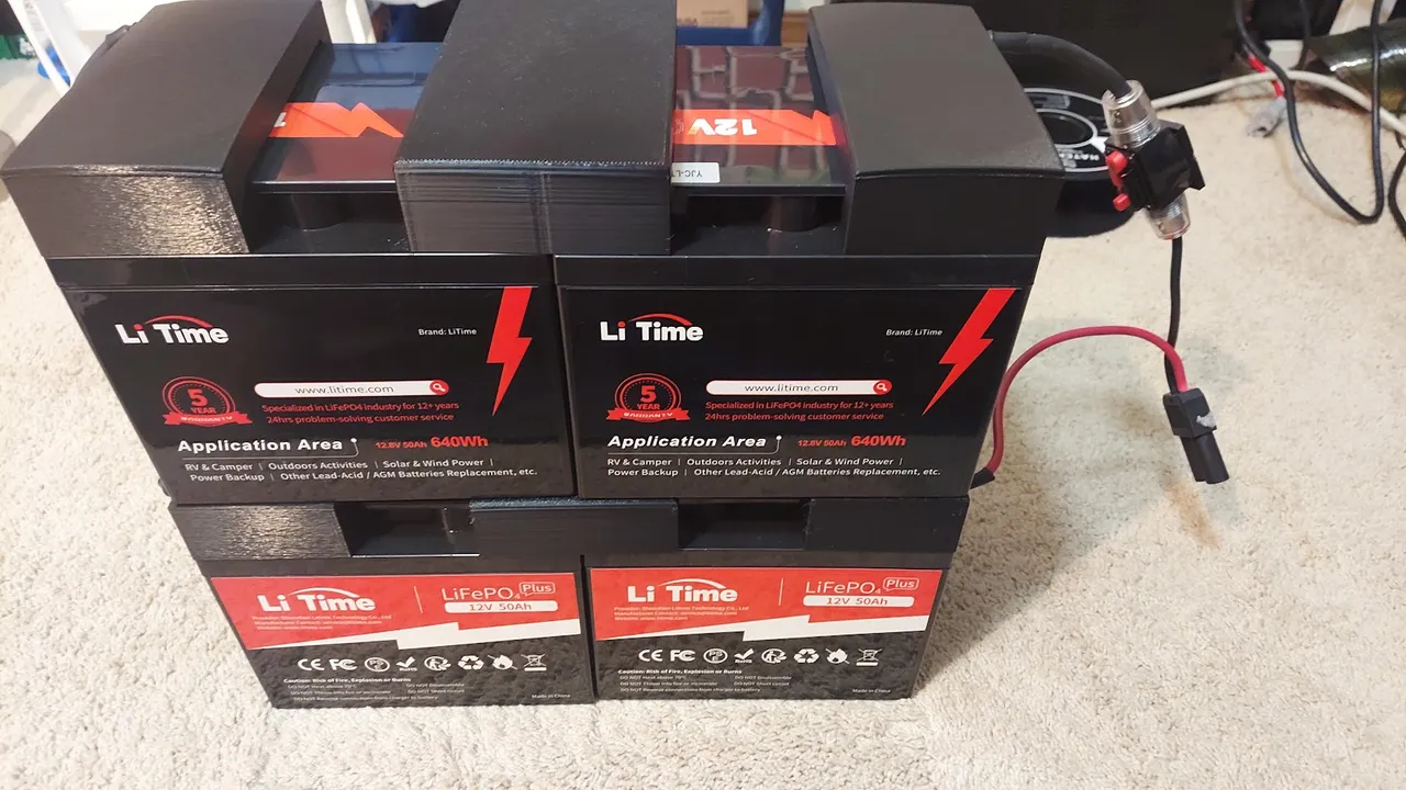 LiTime 50Ah Battery Terminal Cover and Stacking Bracket by ValleyGeek, Download free STL model