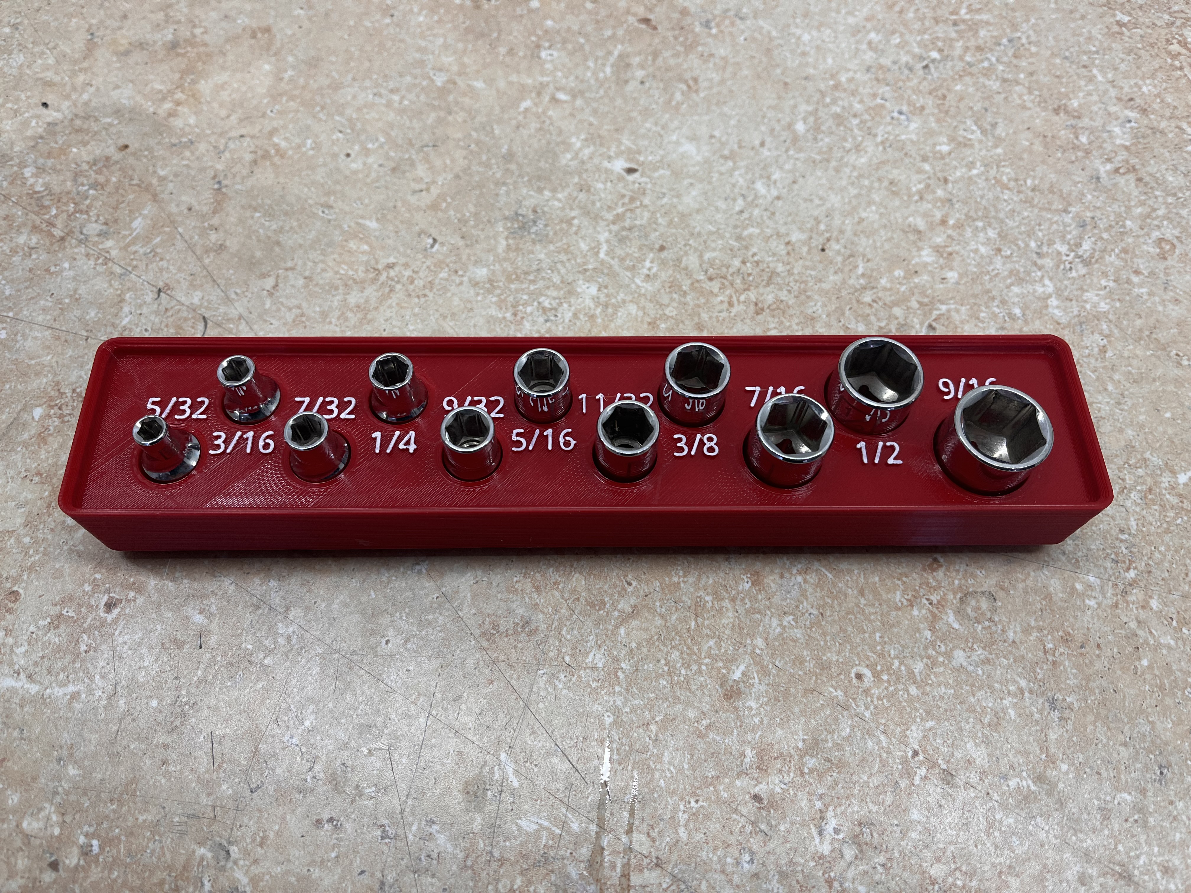 Kobalt Imperial 1/4" Socket Set Holder - Gridfinity 3D model thumbnail