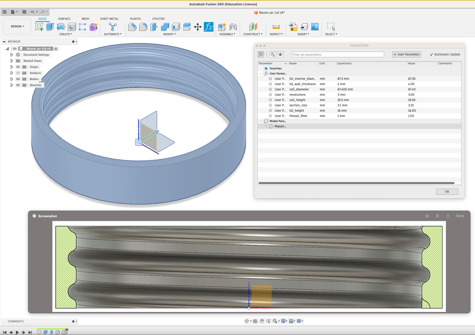 Mason Jar Lid Thread Source Files By Jellytitan Download Free Stl Model 9661