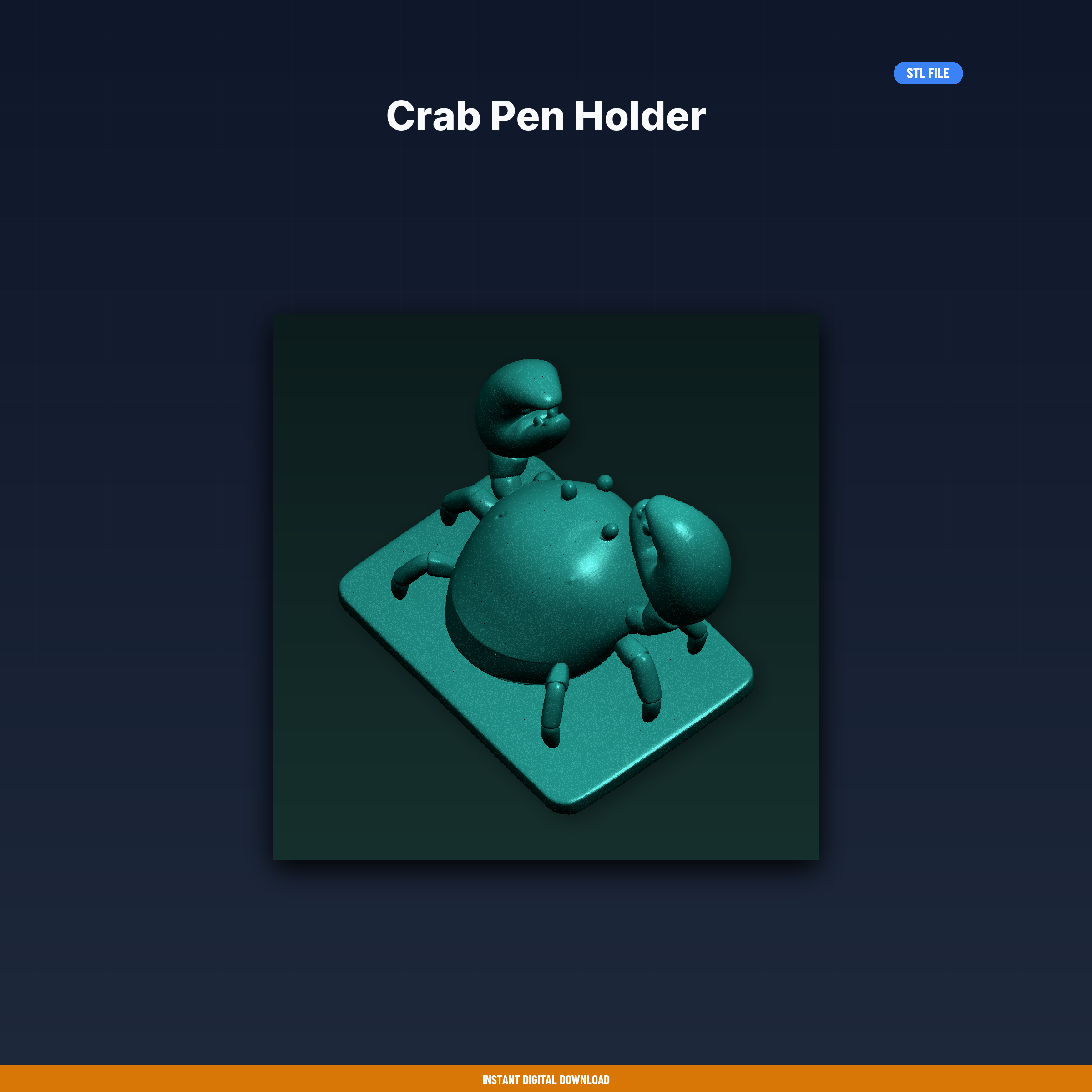 Crab Pen Holder - 3D Printable STL File