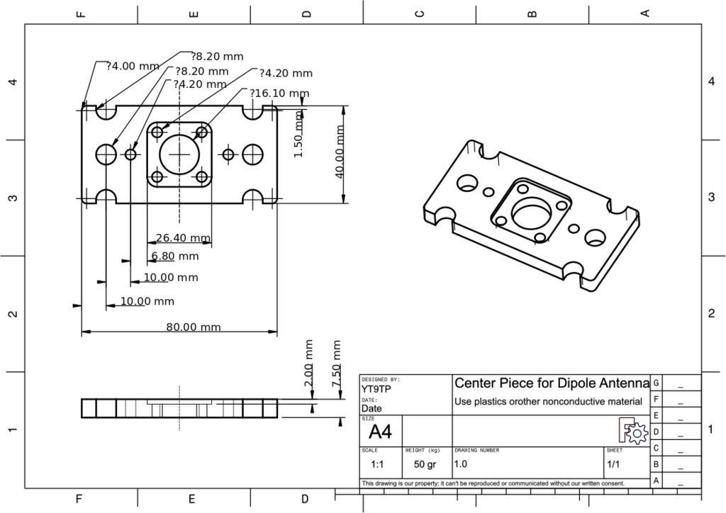 Dipole Antenna Center Insulator for SO239 by Pedja | Download free STL ...