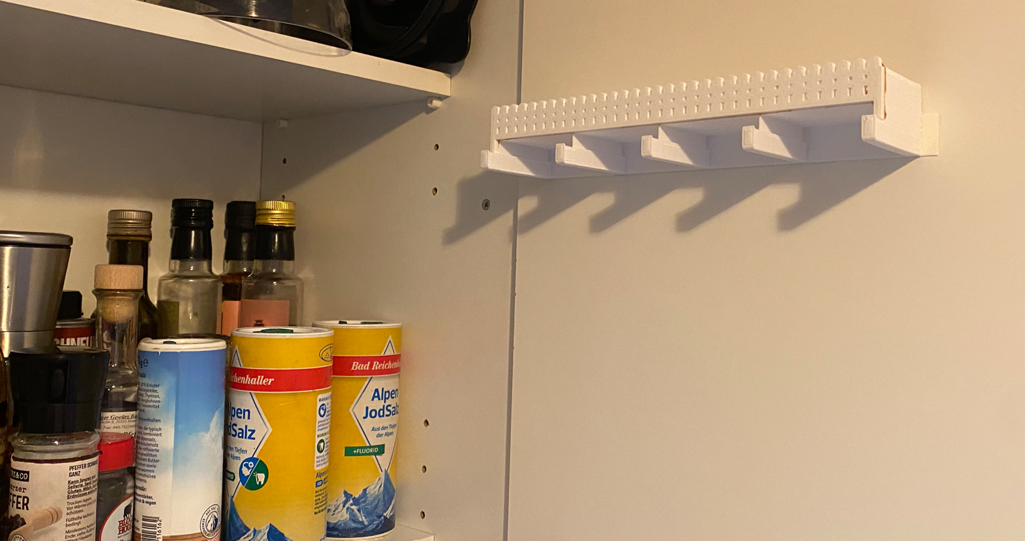 Spice rack with support rails for hanging spice and herb containers by ...