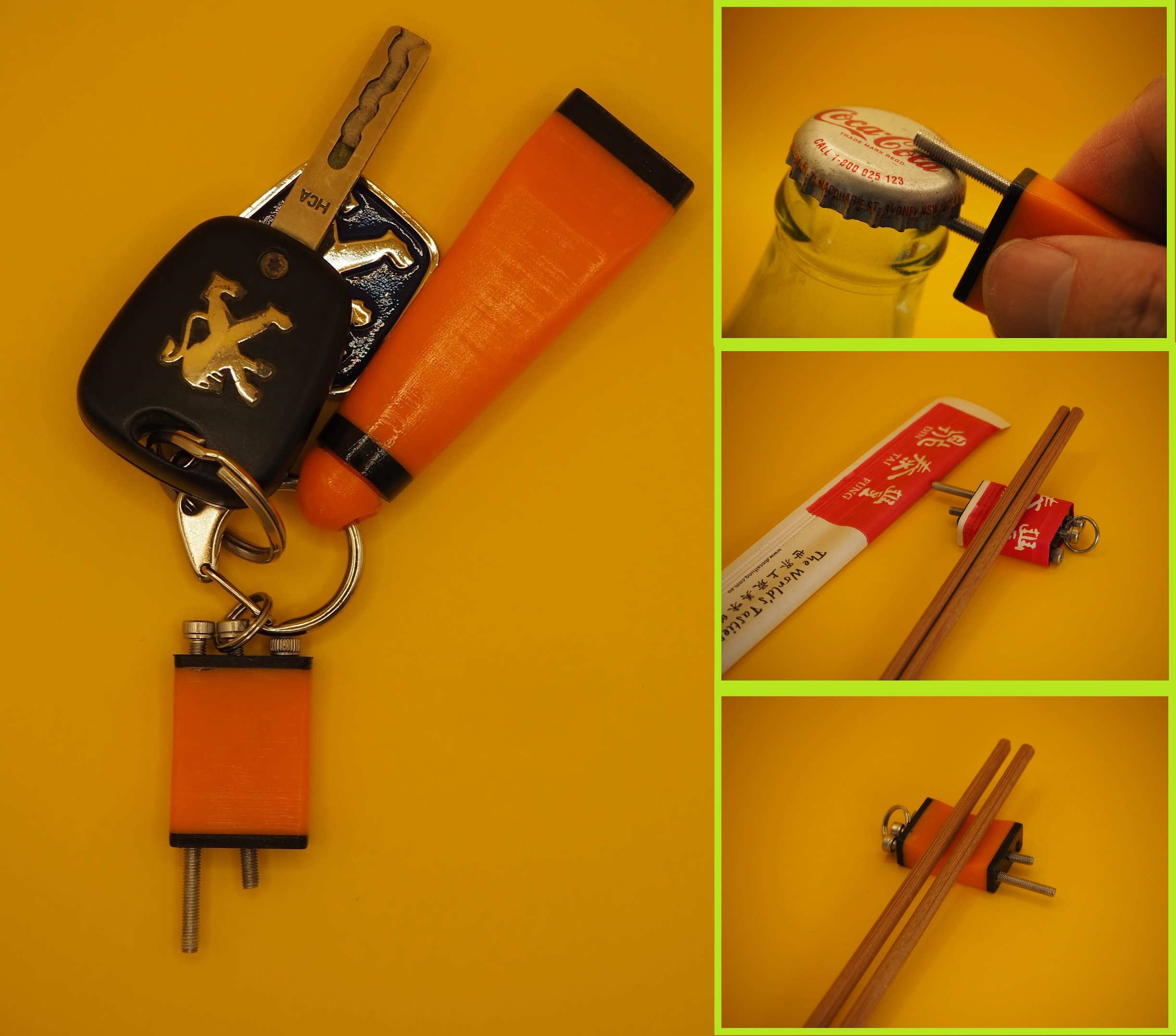 Chopstick Holder/Bottle Opener Keychain by Highrise Download