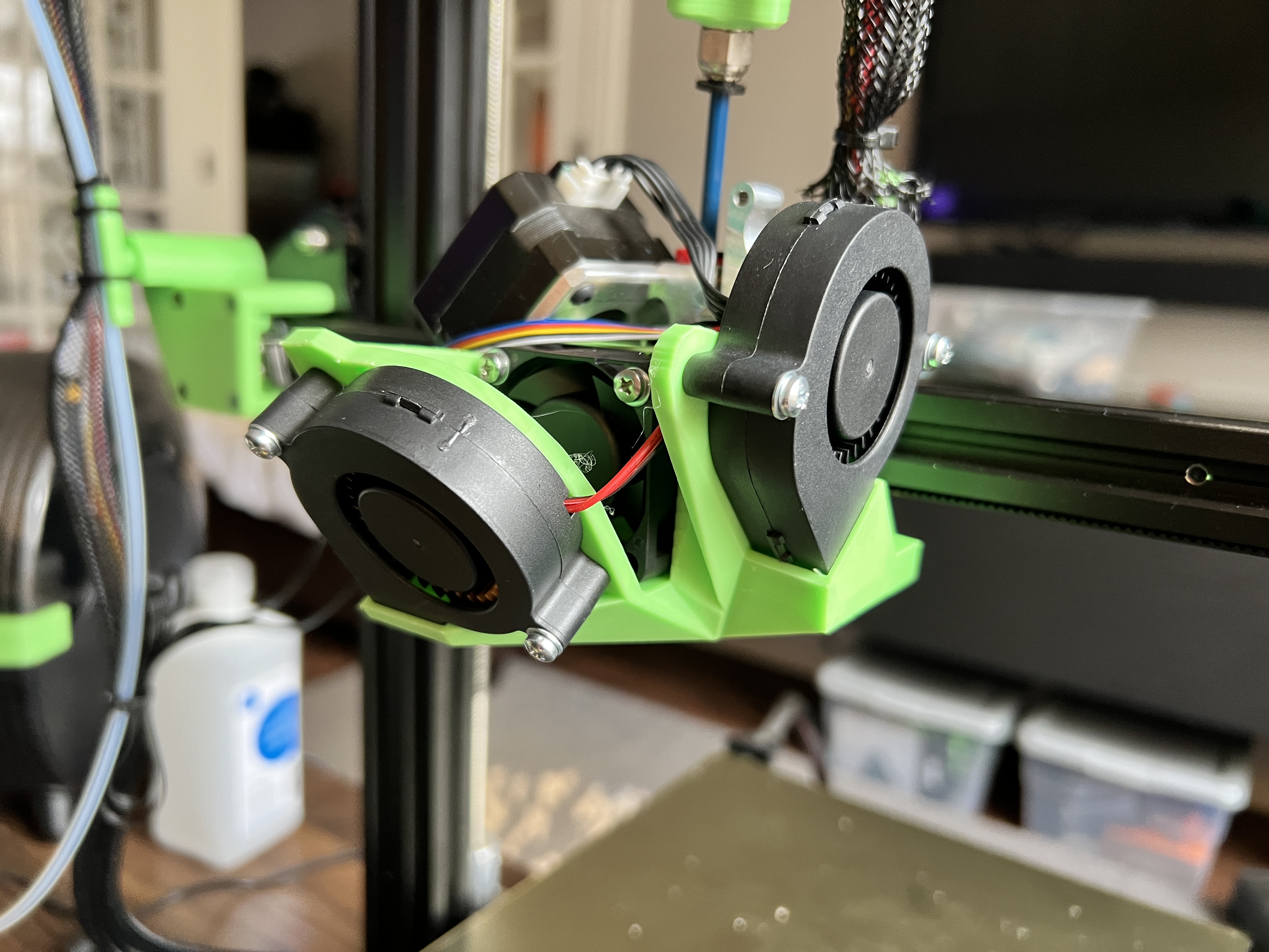Micro Swiss NG Shroud with Dual 5015 Blower Fan Part Cooling and 4010/4020 Axial Fan Hot End Cooling
