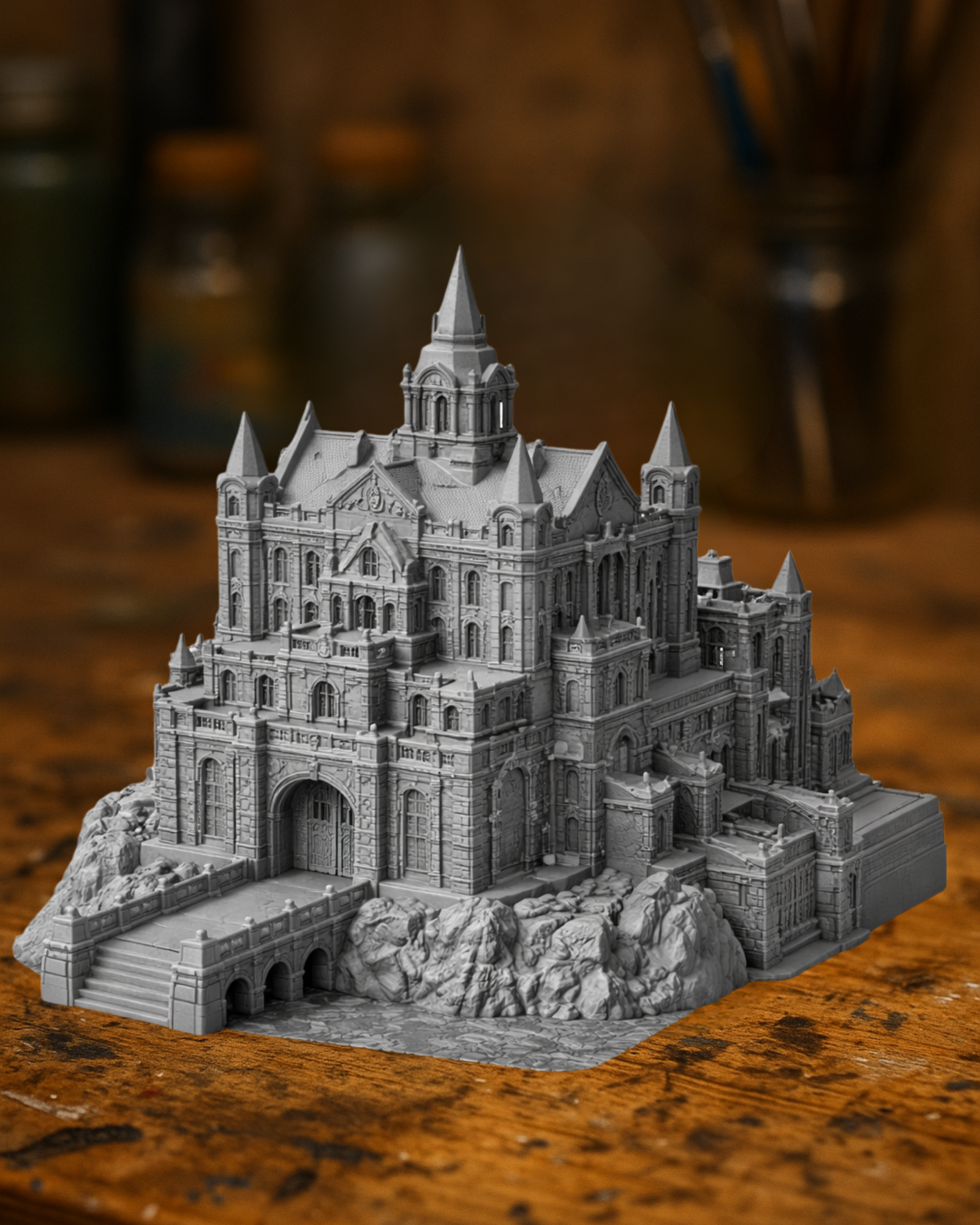 Gothic Castle on Cliff Diorama