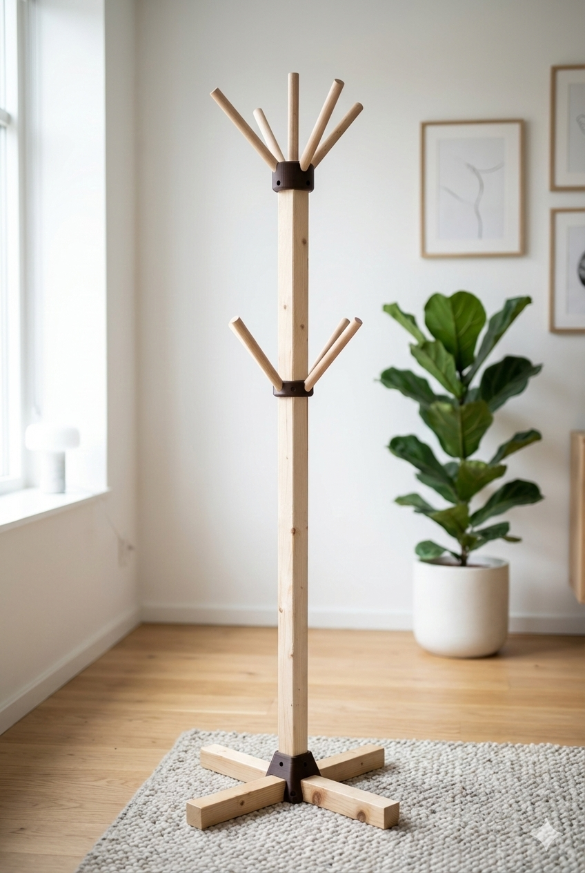 Simple & Modern DIY Coat Rack (44mm Wood + 3D Print)