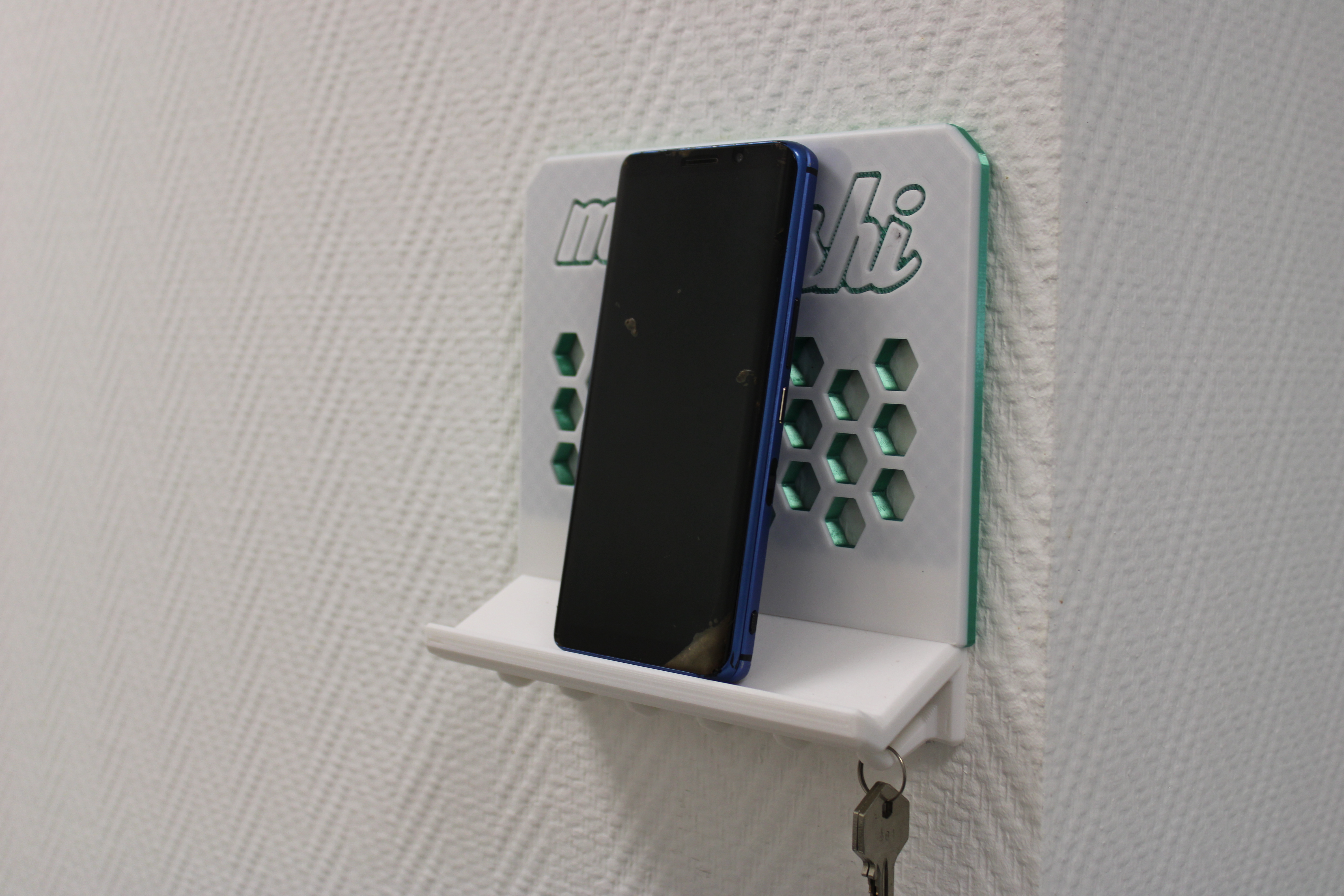 Phone and Keys Holder with engraveable plate | Wall Mount Hooks