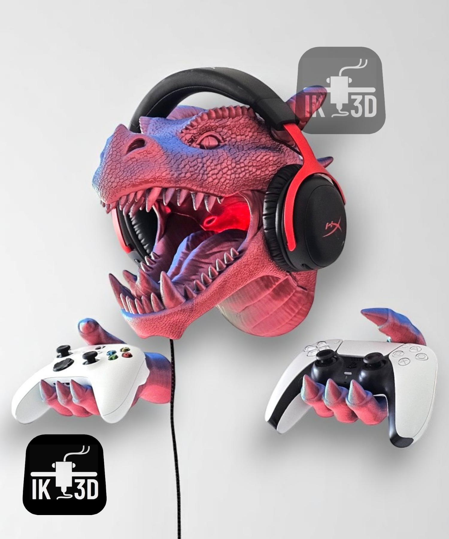 Dragon Head Wall Mounted Holder for Controllers and Headsets / Easy Print — miniatura 3