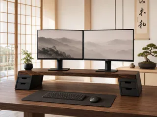 Modular Monitor Stand Supports with Dual Drawers