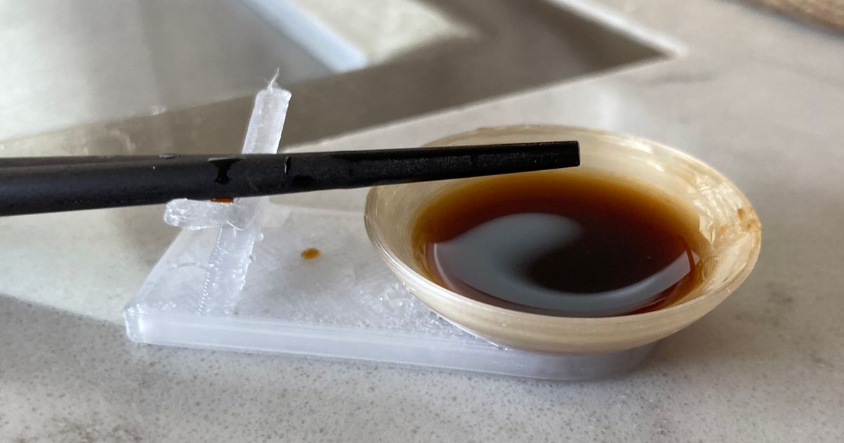 Chopstick holder with Soya sauce bowl by Eldram Download free STL