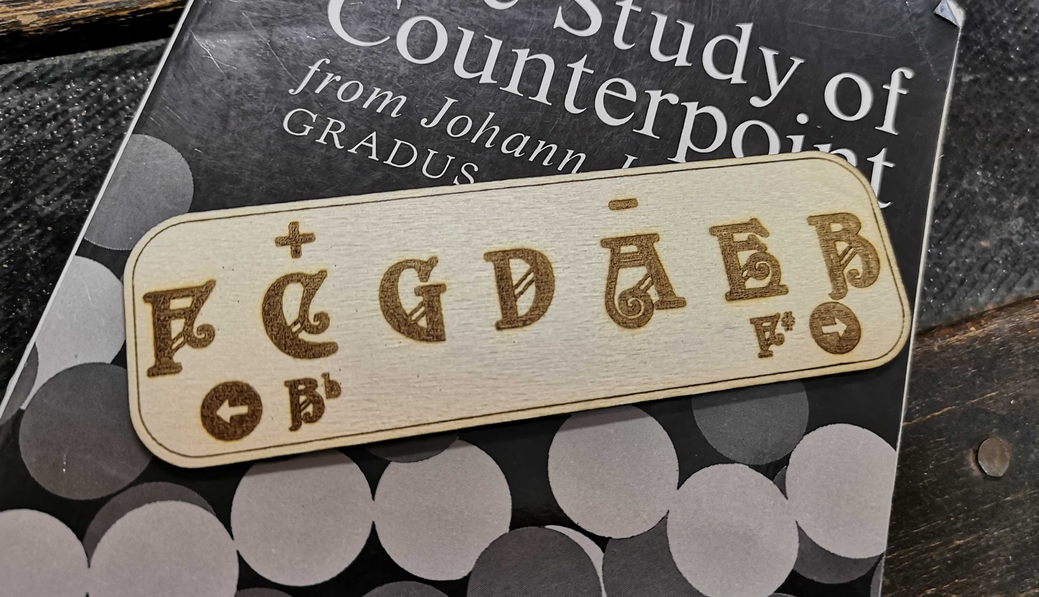 LASERCUT bookmark with circle of fifths for music study/enthusiast