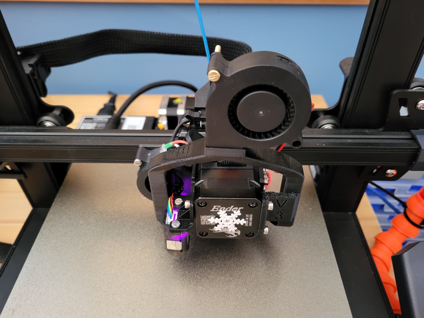 Ender 3 S1 part cooling fan duct for 5015 Fan clear view of the 1st