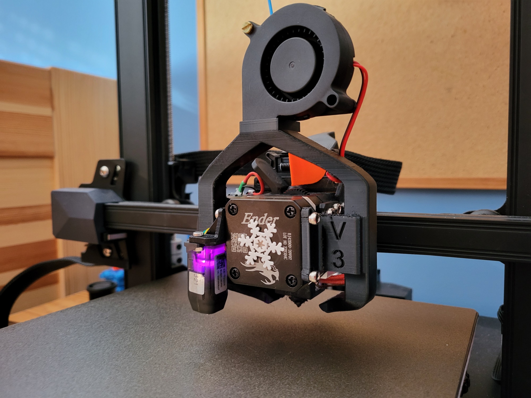 Ender 3 S1 part cooling fan duct for 5015 Fan clear view of the 1st