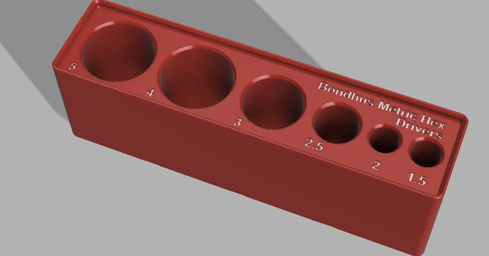 Gridfinity 1x4 Bondhus Hex Driver Stand Fusion 360 by ECF Download free STL model