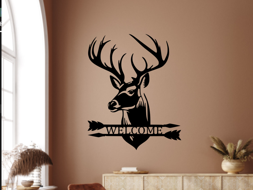 Deer Welcome Sign Wall Art