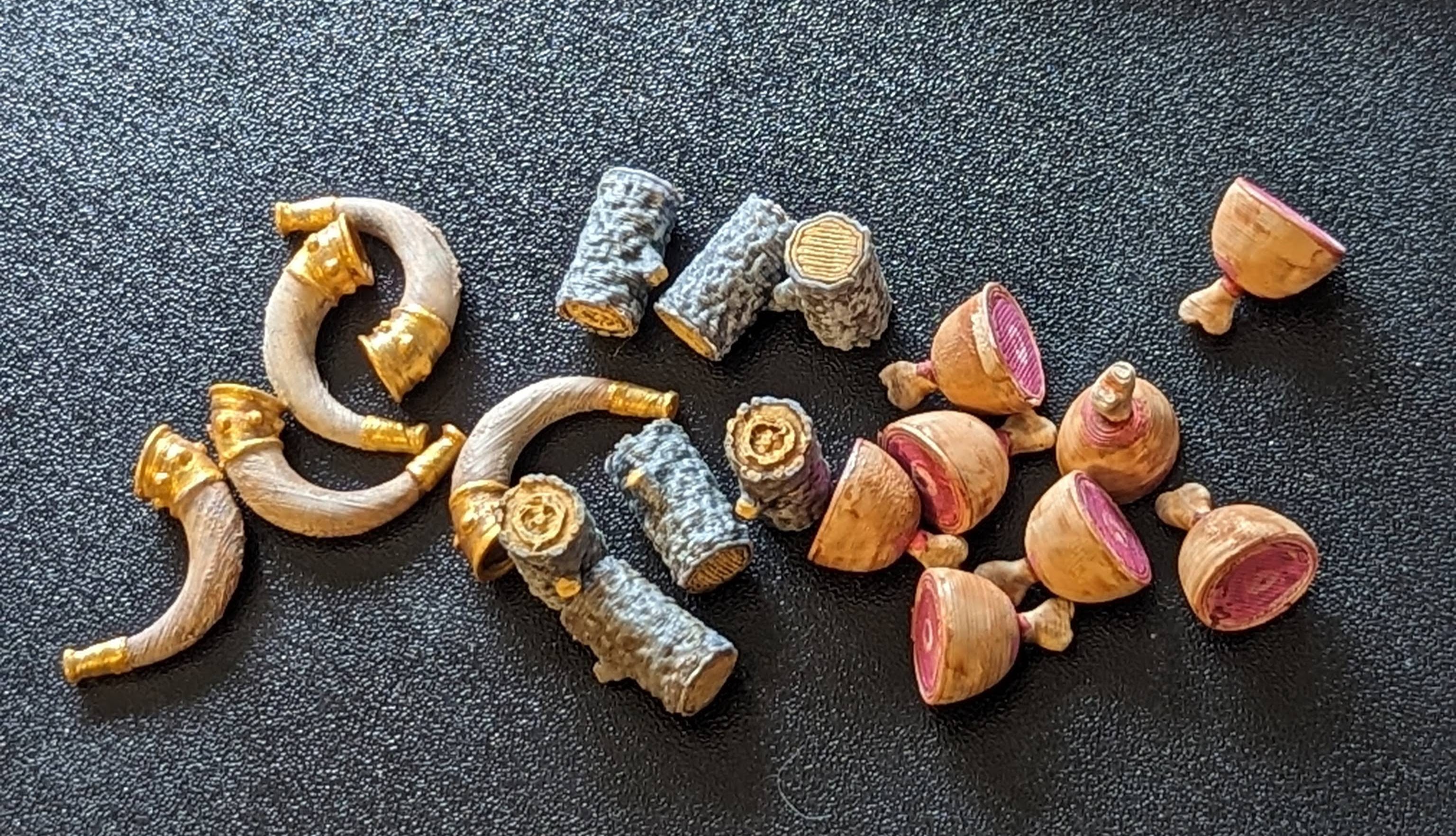 Boardgame Bits (food/ham, wood, glory/horn) (originally for Champions of Midgard)