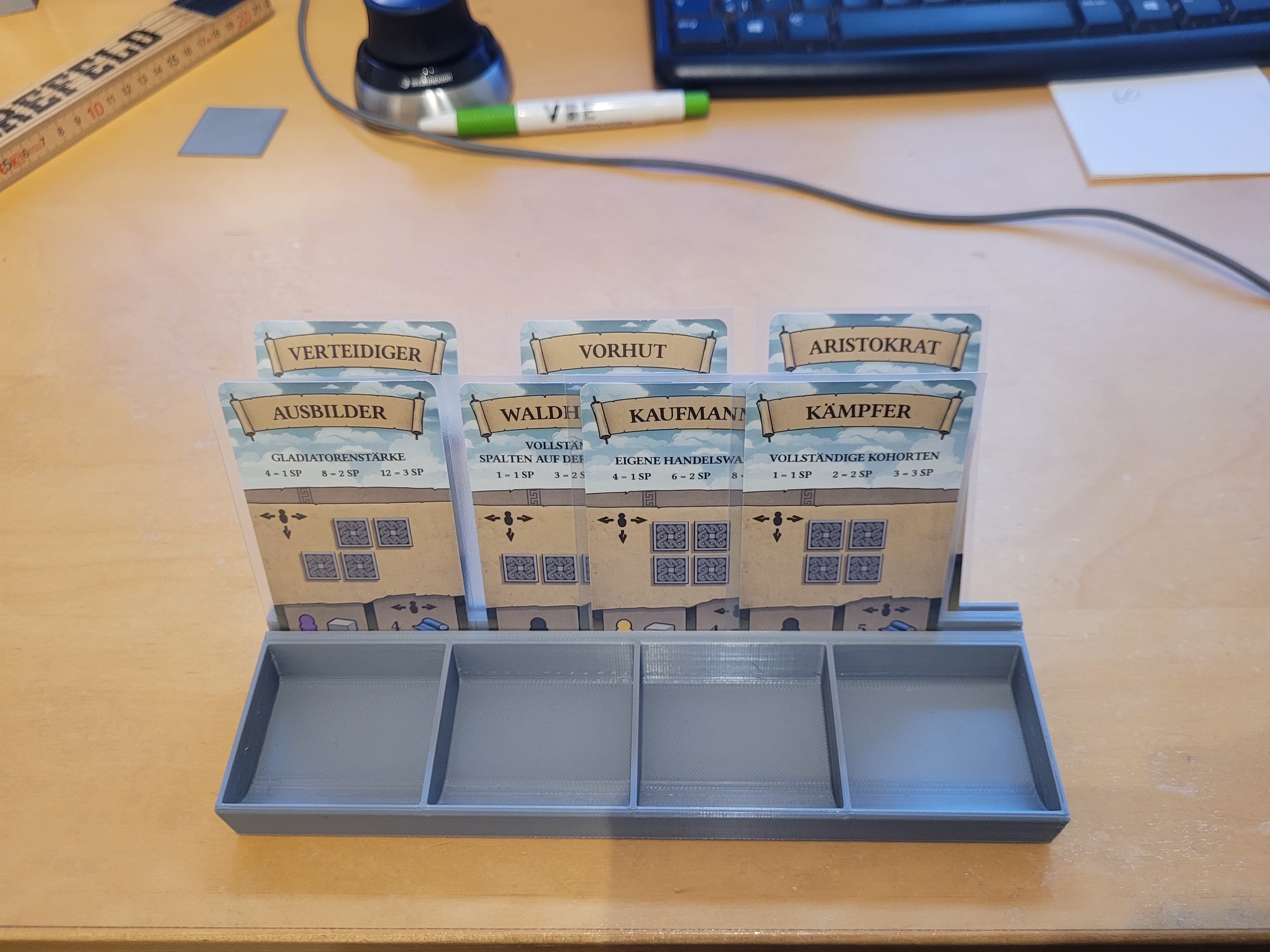boardgame token tray with two card slots